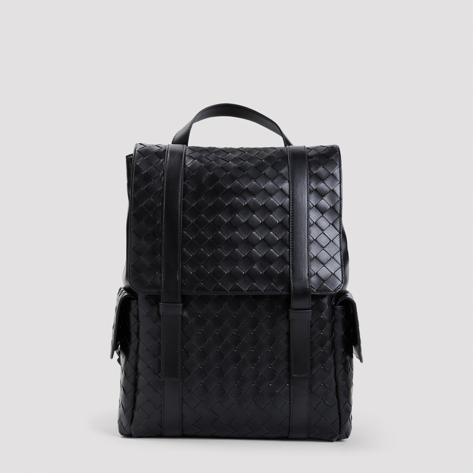 Shop Bottega Veneta Intrecciato Leather Backpack In Black Silver