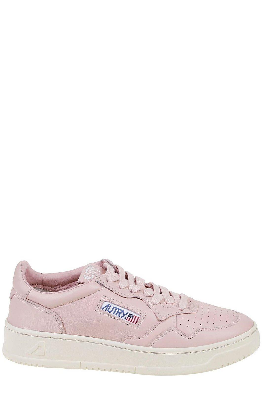 Autry Round Toe Lace-up Sneakers In Peach