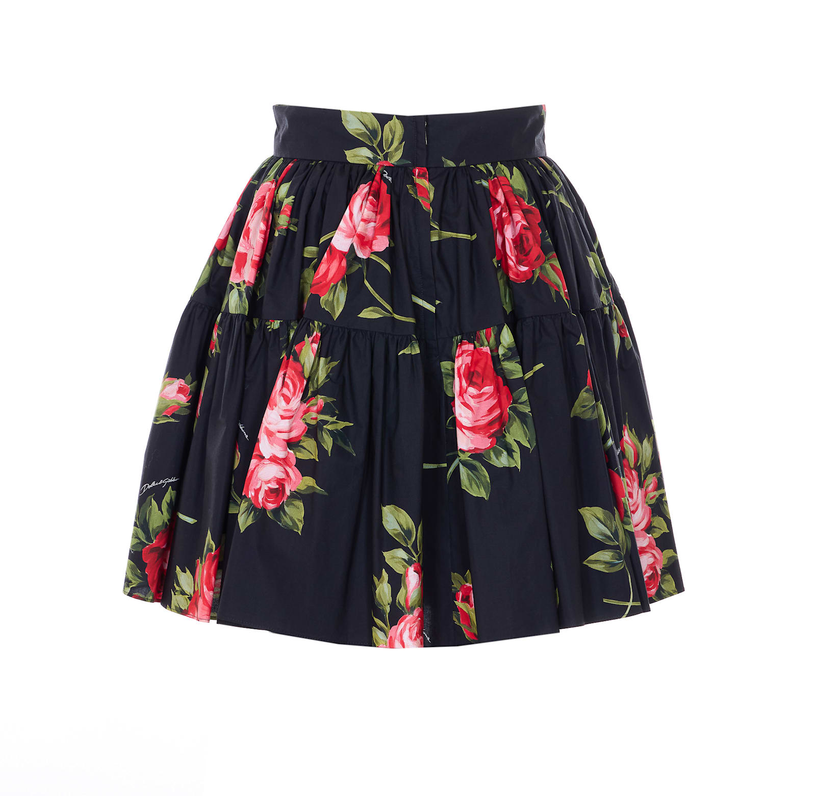 Dolce & Gabbana Black Mini Skirt With Floral Print Dolce E Gabbana
