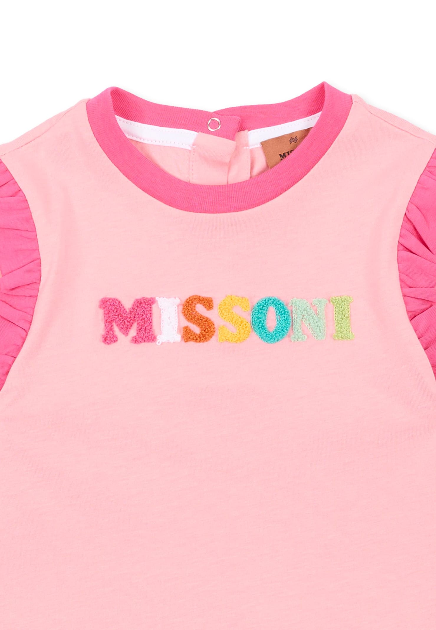 Missoni Pink T-shirt For Baby Girl With Logo In Pink