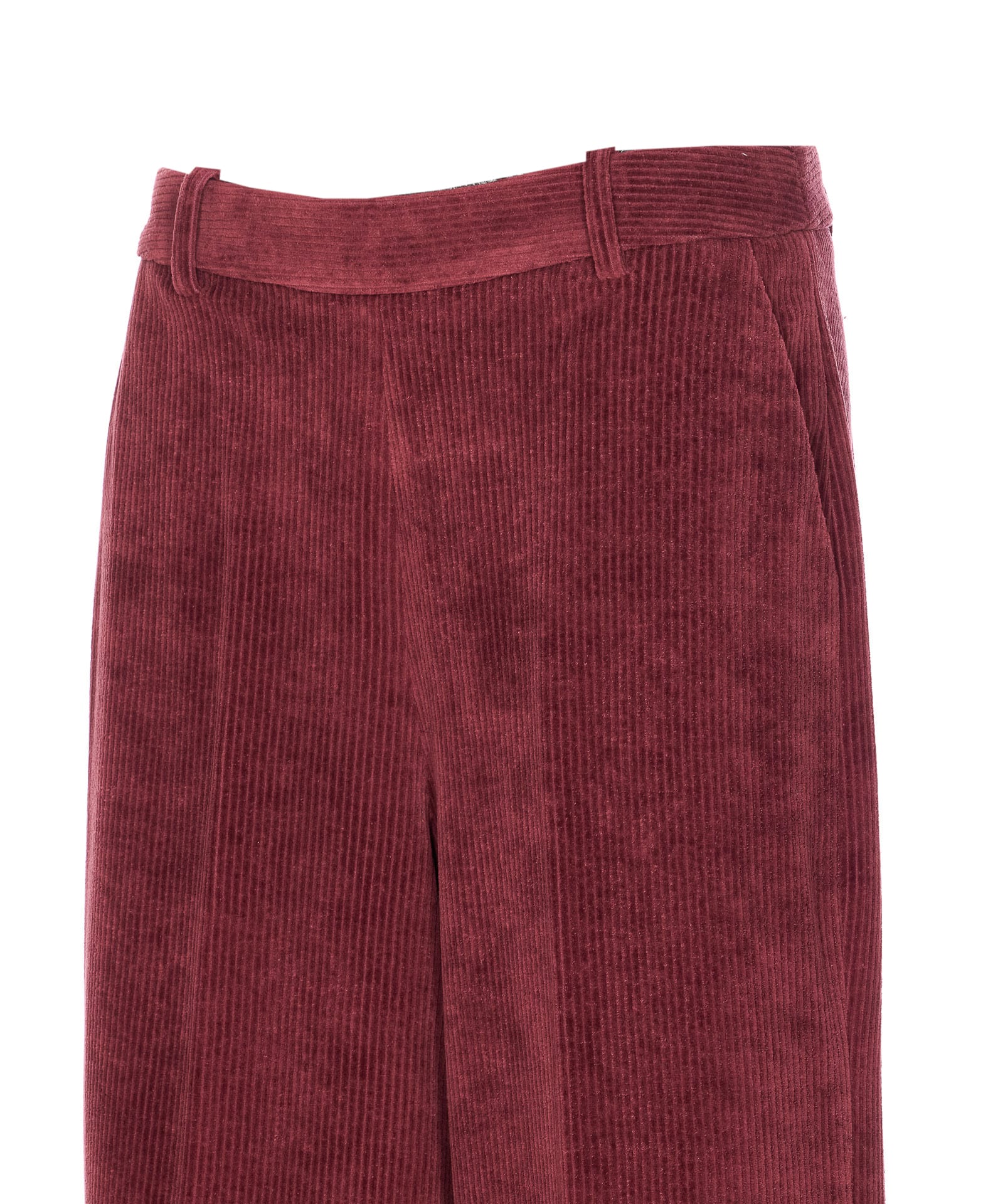 Circolo 1901 High-waisted Wide-leg Pants In Textured Burgundy Corduroy In Red