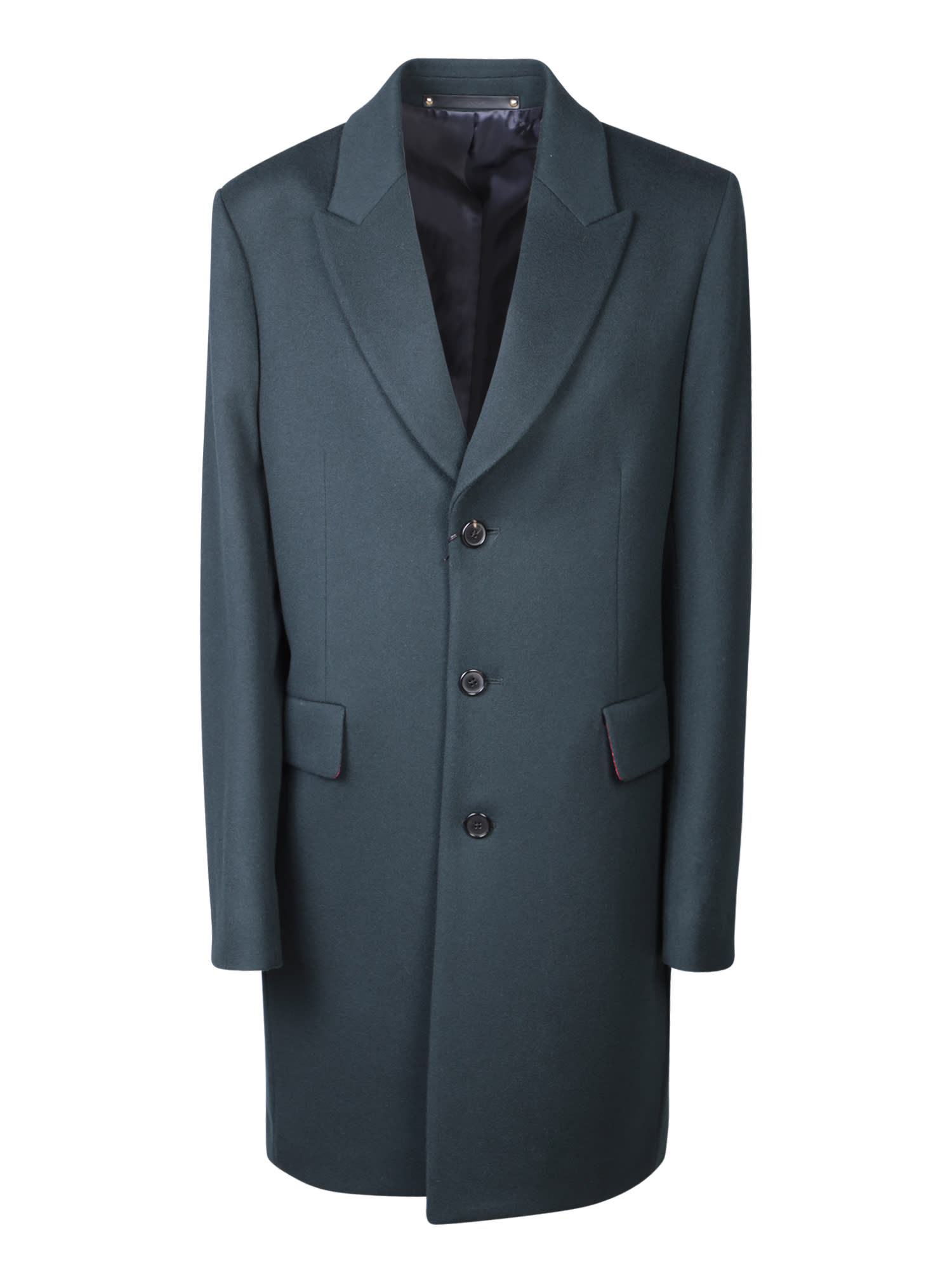 Longline Wool & Cashmere Coat In Green