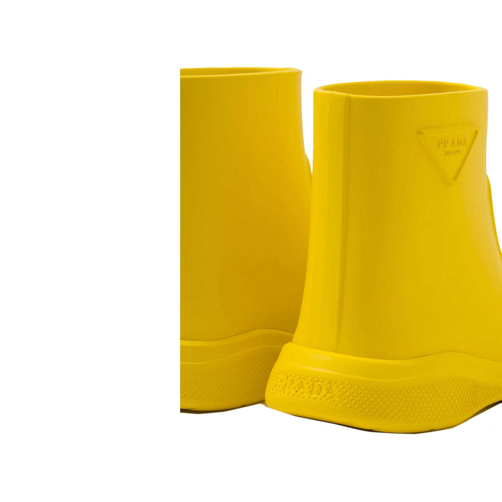 Shop Prada Logo Rubber Boots In Yellow