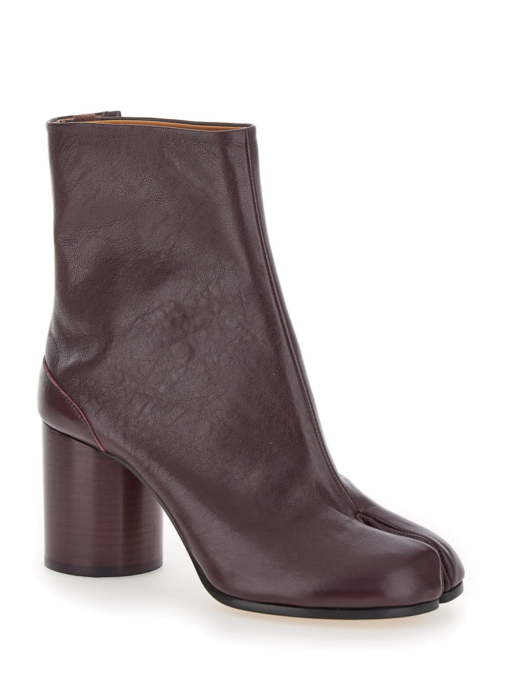 Shop Maison Margiela Tabi Bordeaux Ankle Boots In Leather Woman In Red