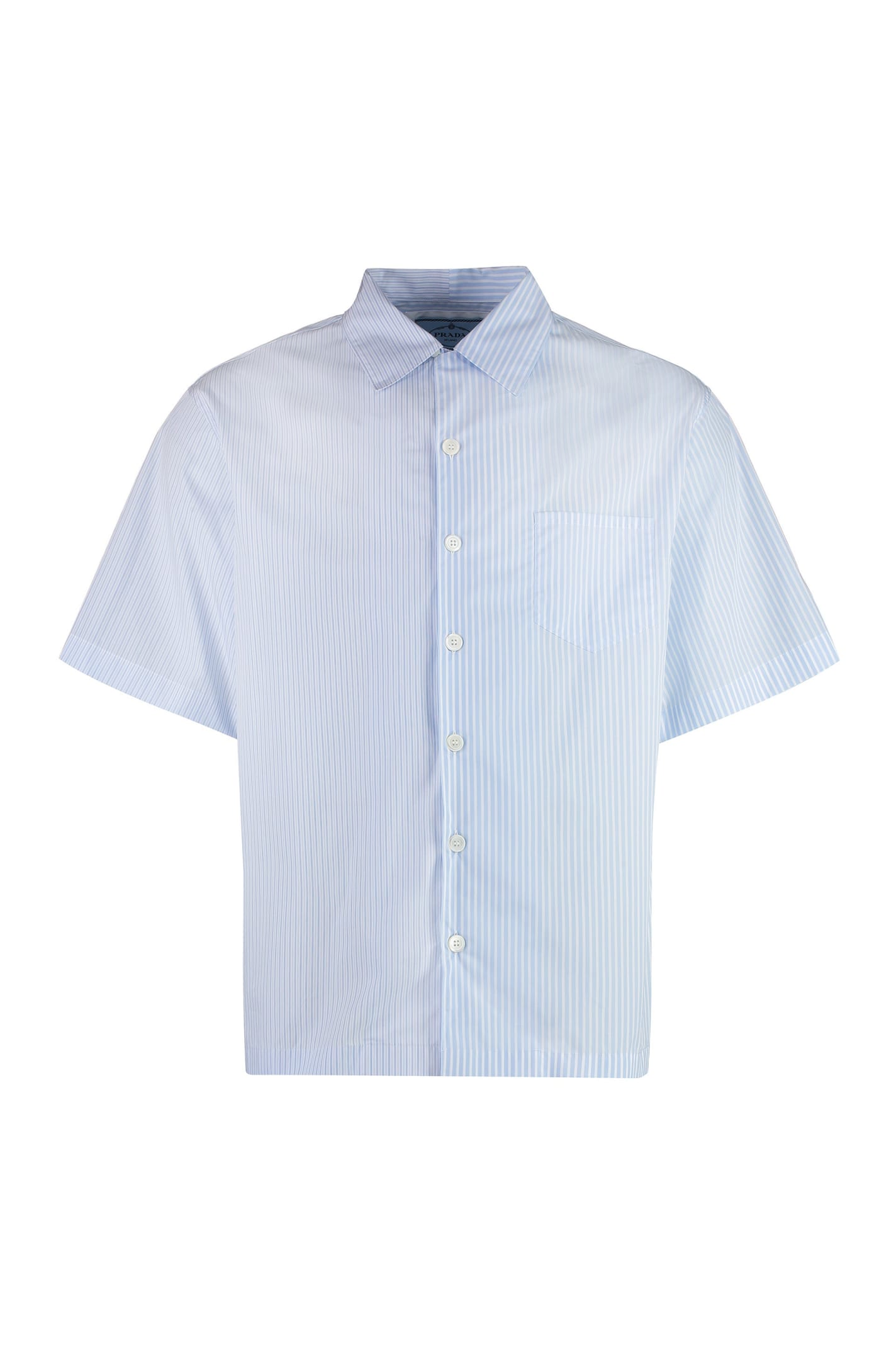 Shop Prada Striped Shirt In Light Blue