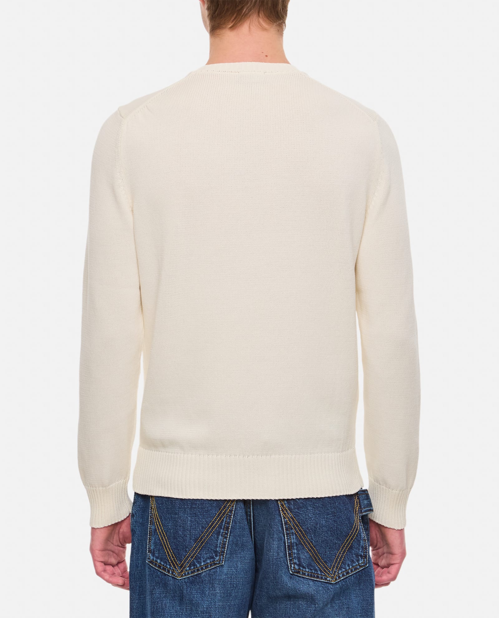 Shop Drumohr Crewneck Sweater In White