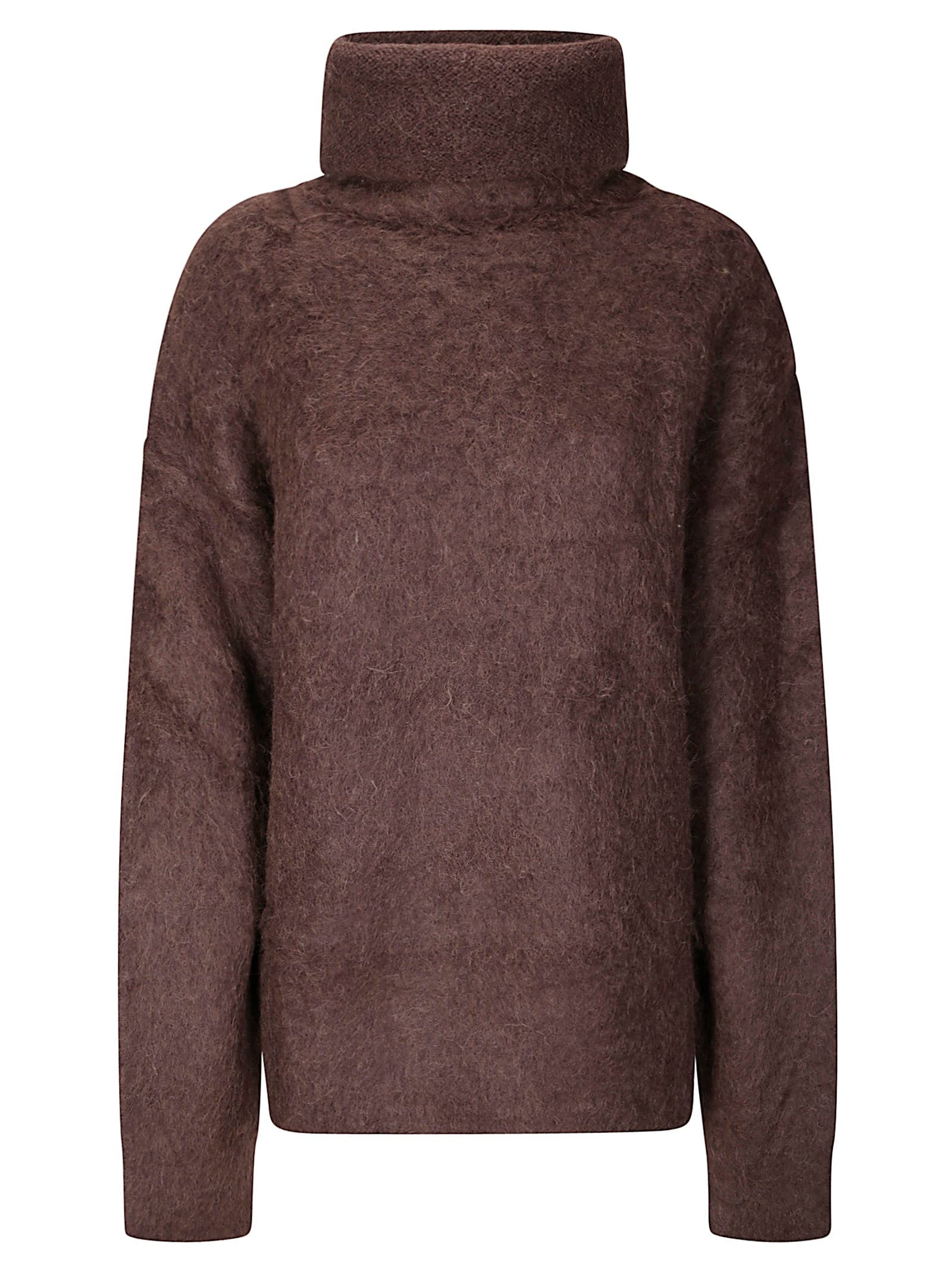 Uma Wang Soft Alpaca High Neck Oversized Knit Sweater In Brown