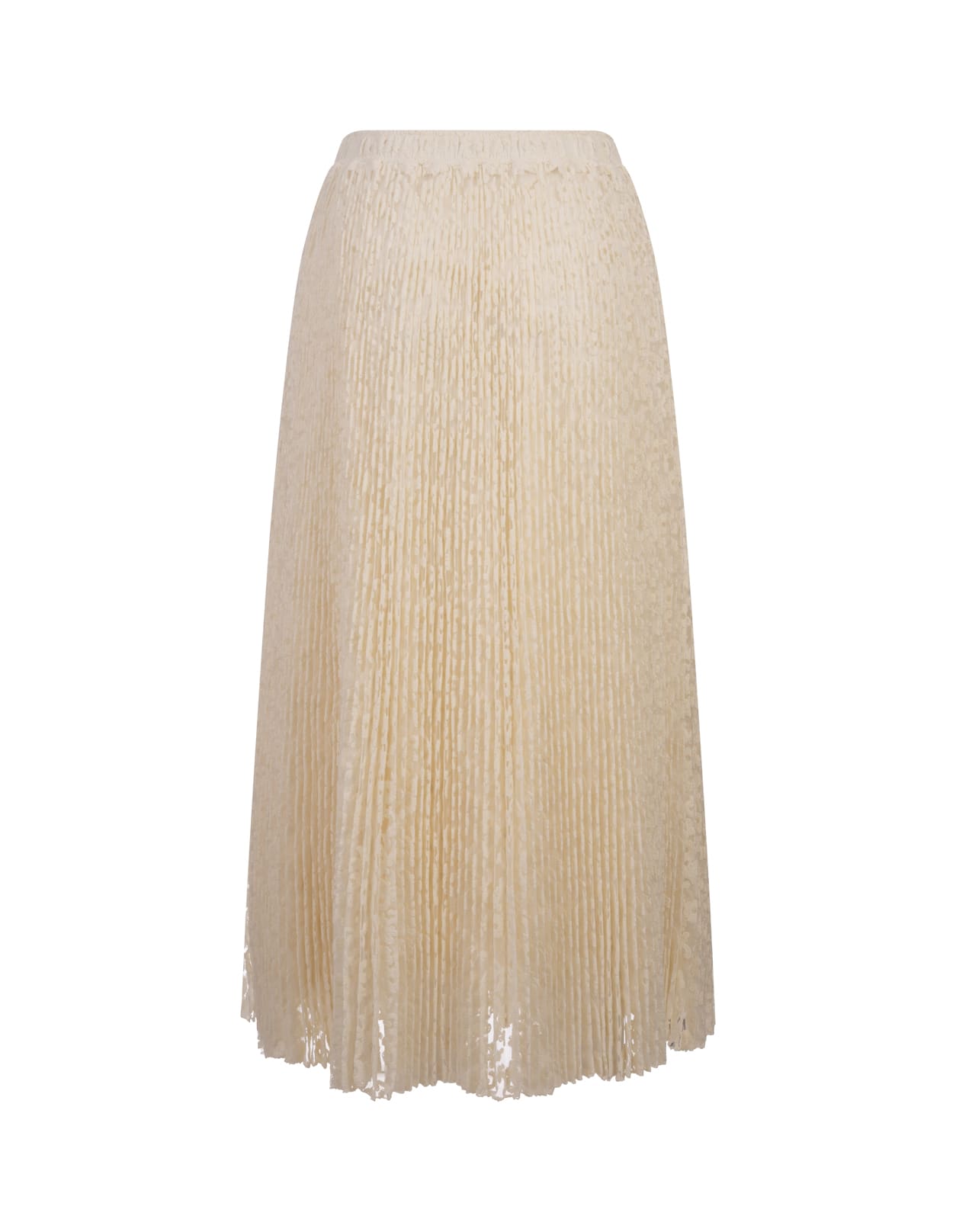 Shop Ermanno Scervino White Embroidered Pleated Midi Skirt