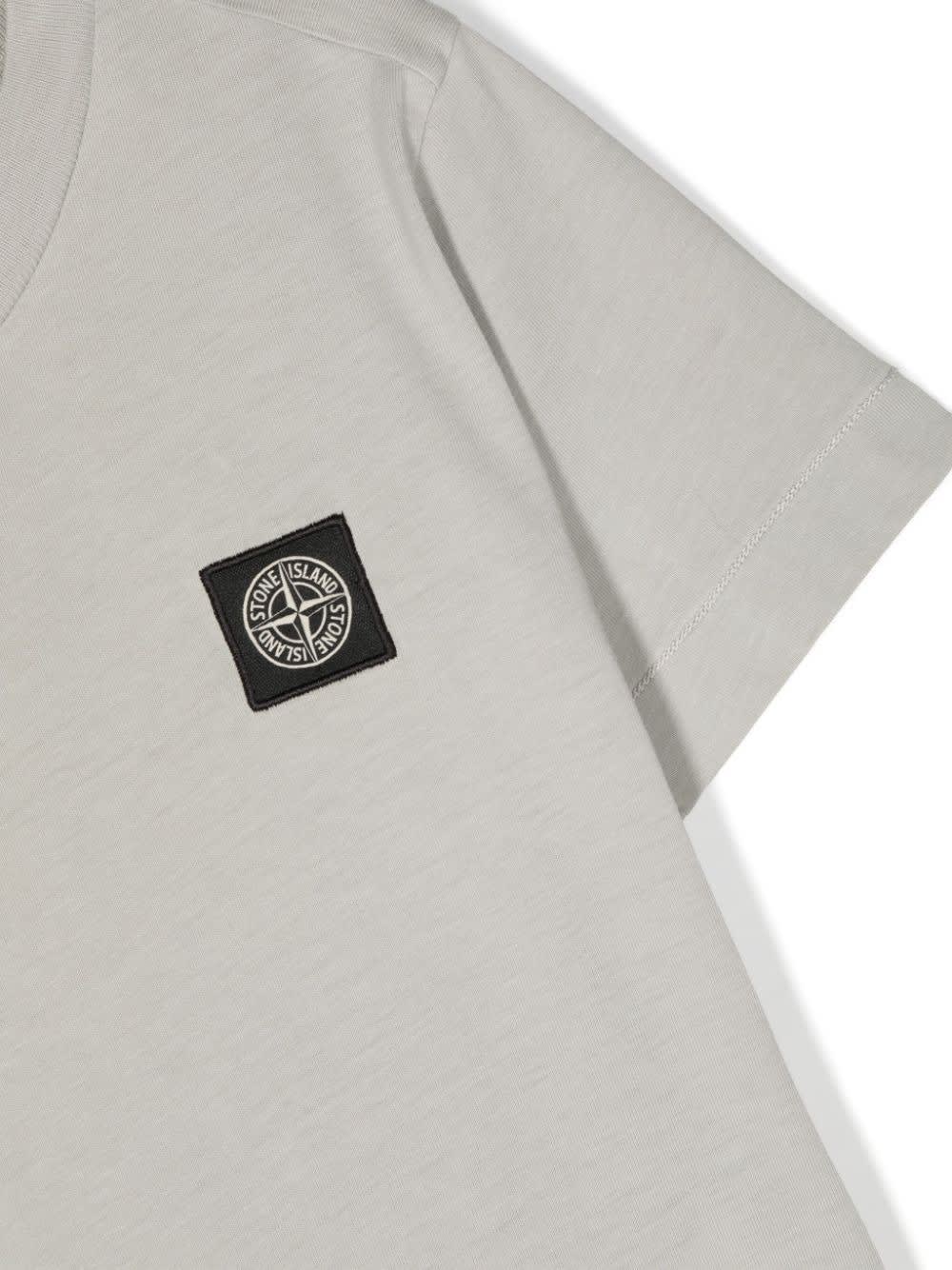 Shop Stone Island Pearl Grey T-shirt With Logo Patch