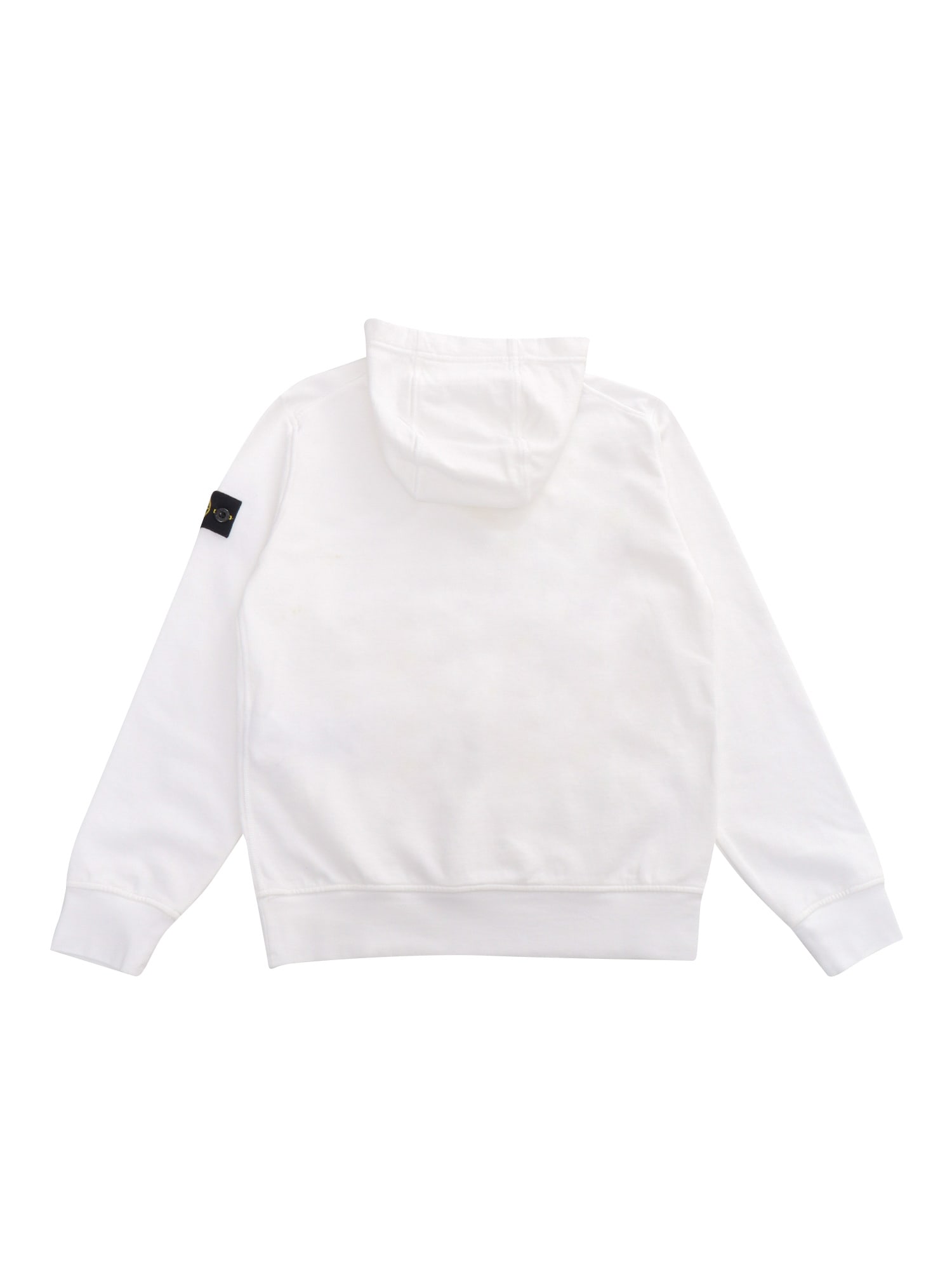 Shop Stone Island Junior White Hoodied Sweatshirt