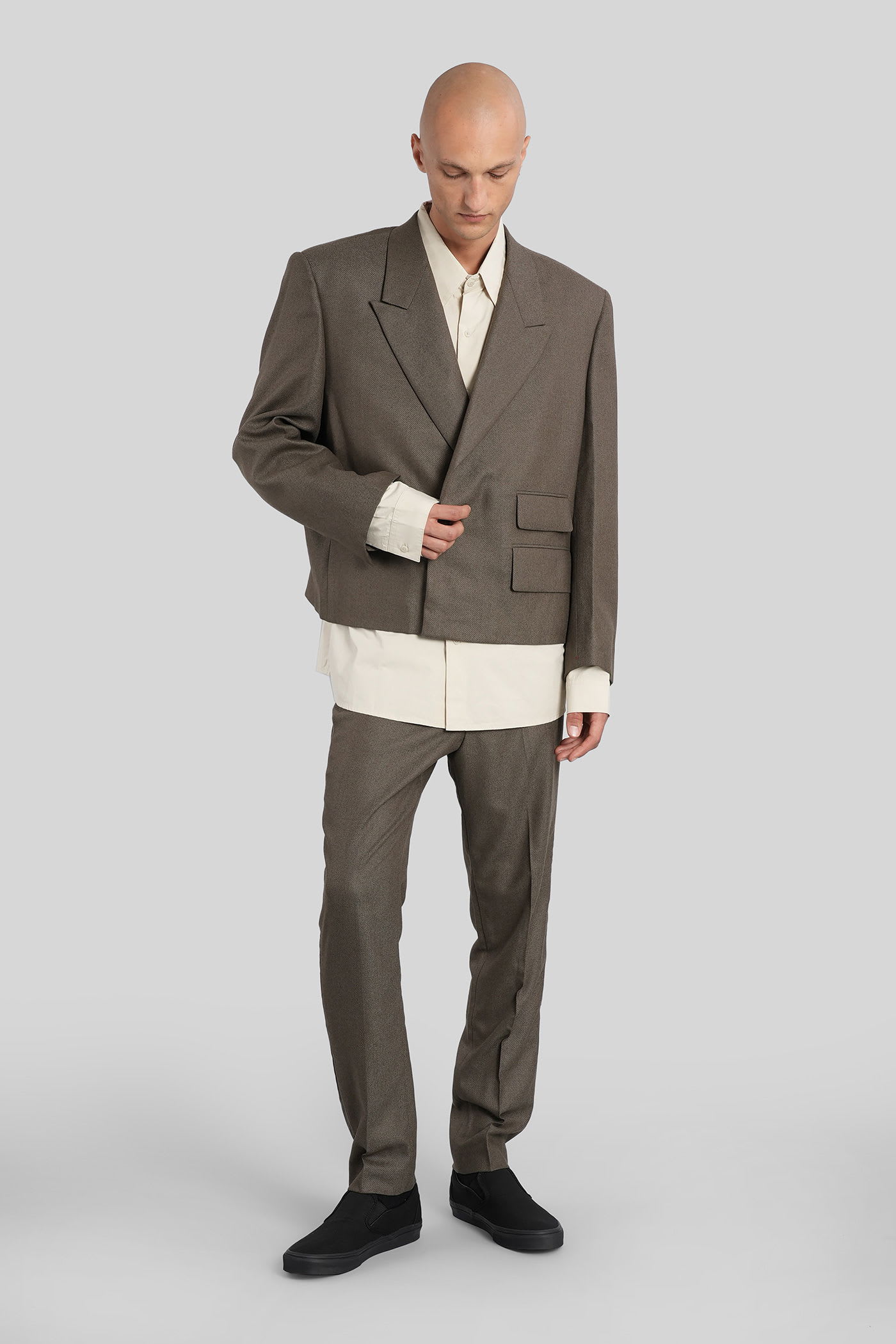 Entire Studios Slim Trouser Pants In Green Wool In Black