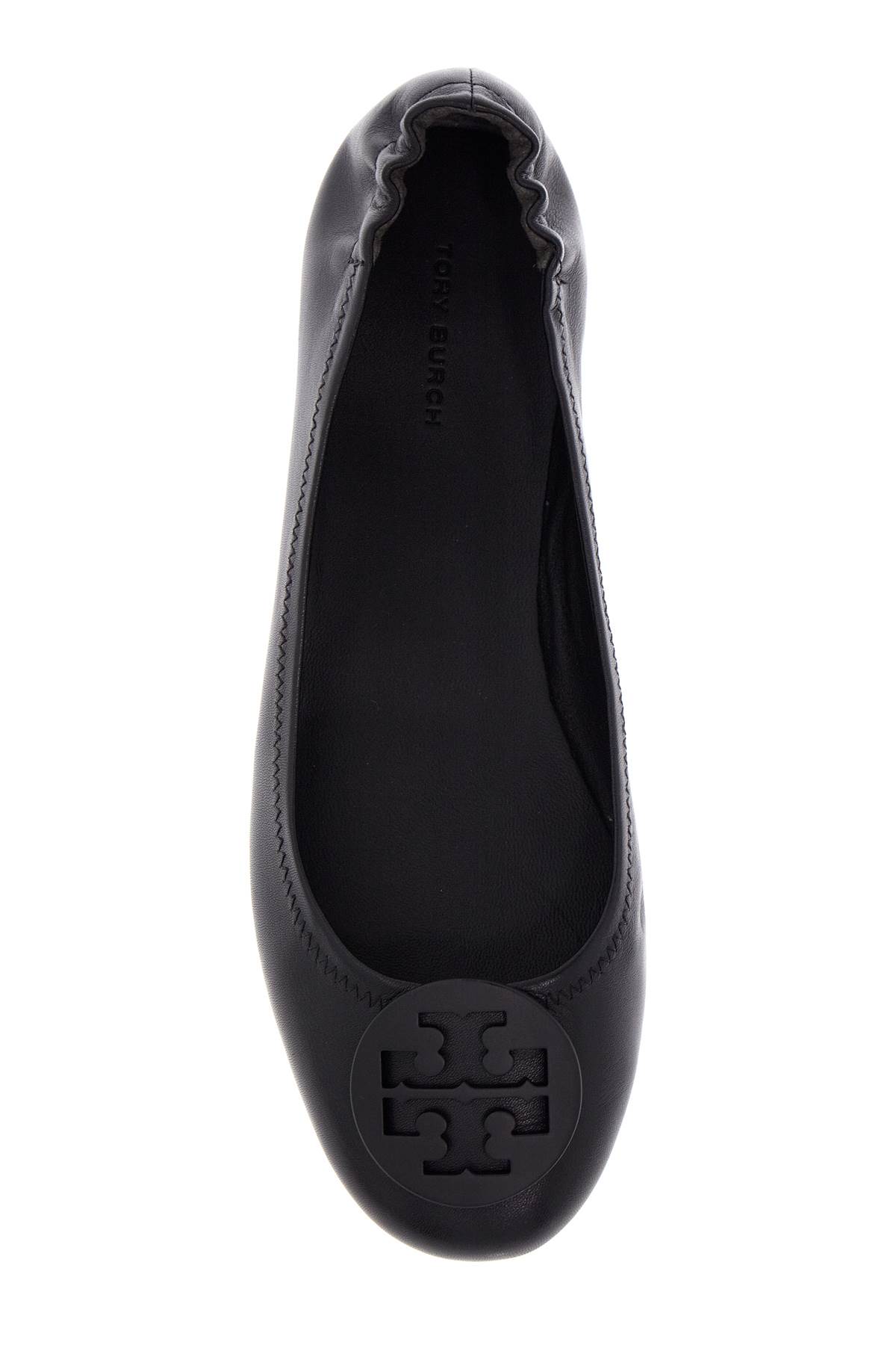 Shop Tory Burch Suede Minnie Travel Ballet Flats In Perfect Black / Perfect Black (black)