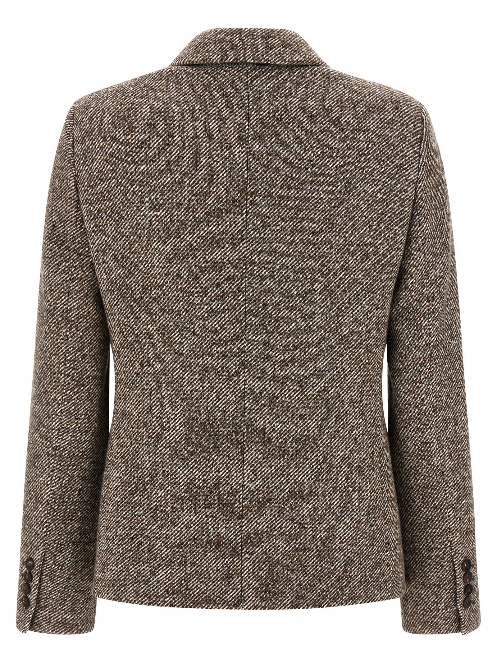 Brunello Cucinelli Wool Double-breasted Jacket With Front Pockets In Brown