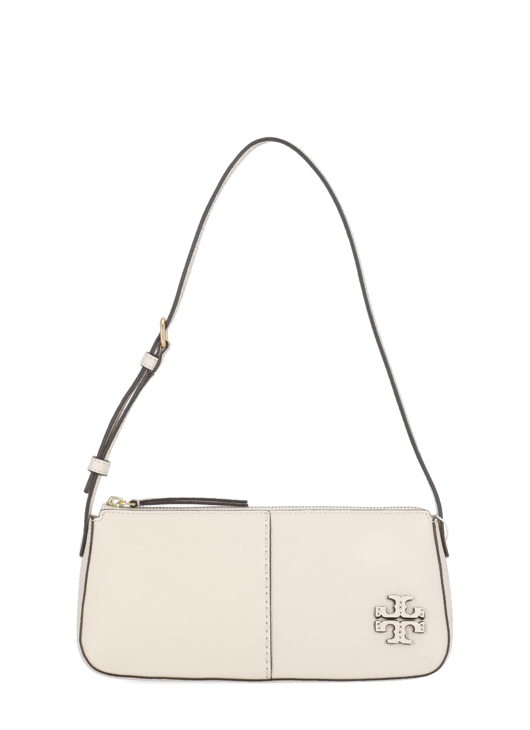 Tory Burch Mcgraw Pebble Leather Wedge Shoulder Bag In Brie