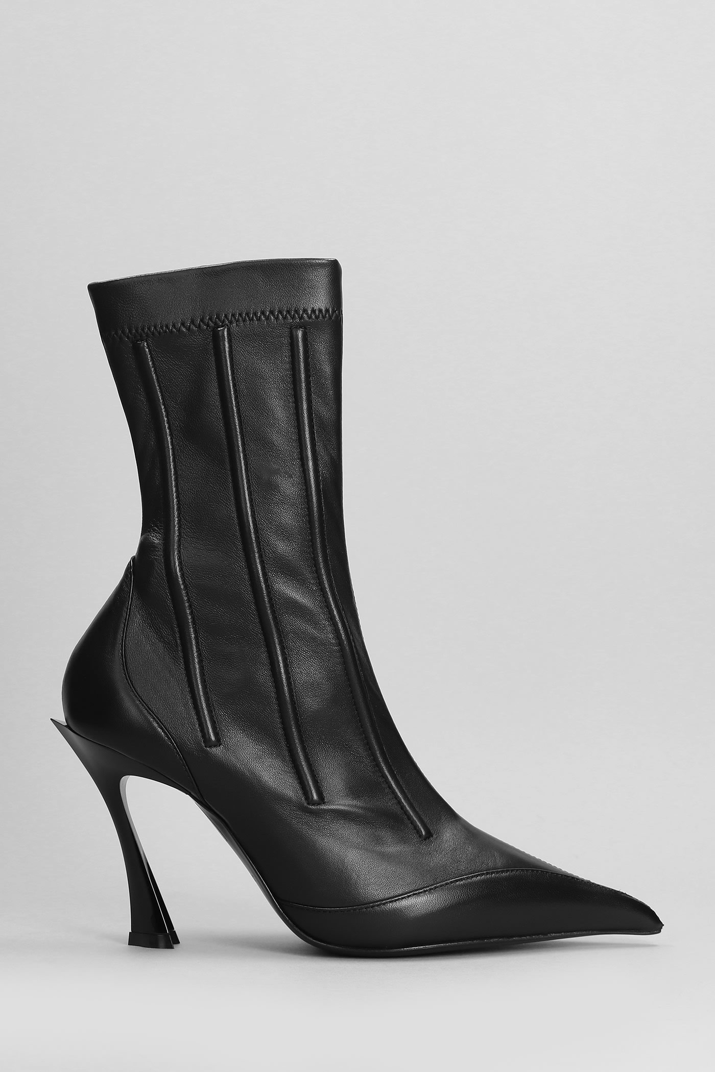 High Heels Ankle Boots In Black Leather