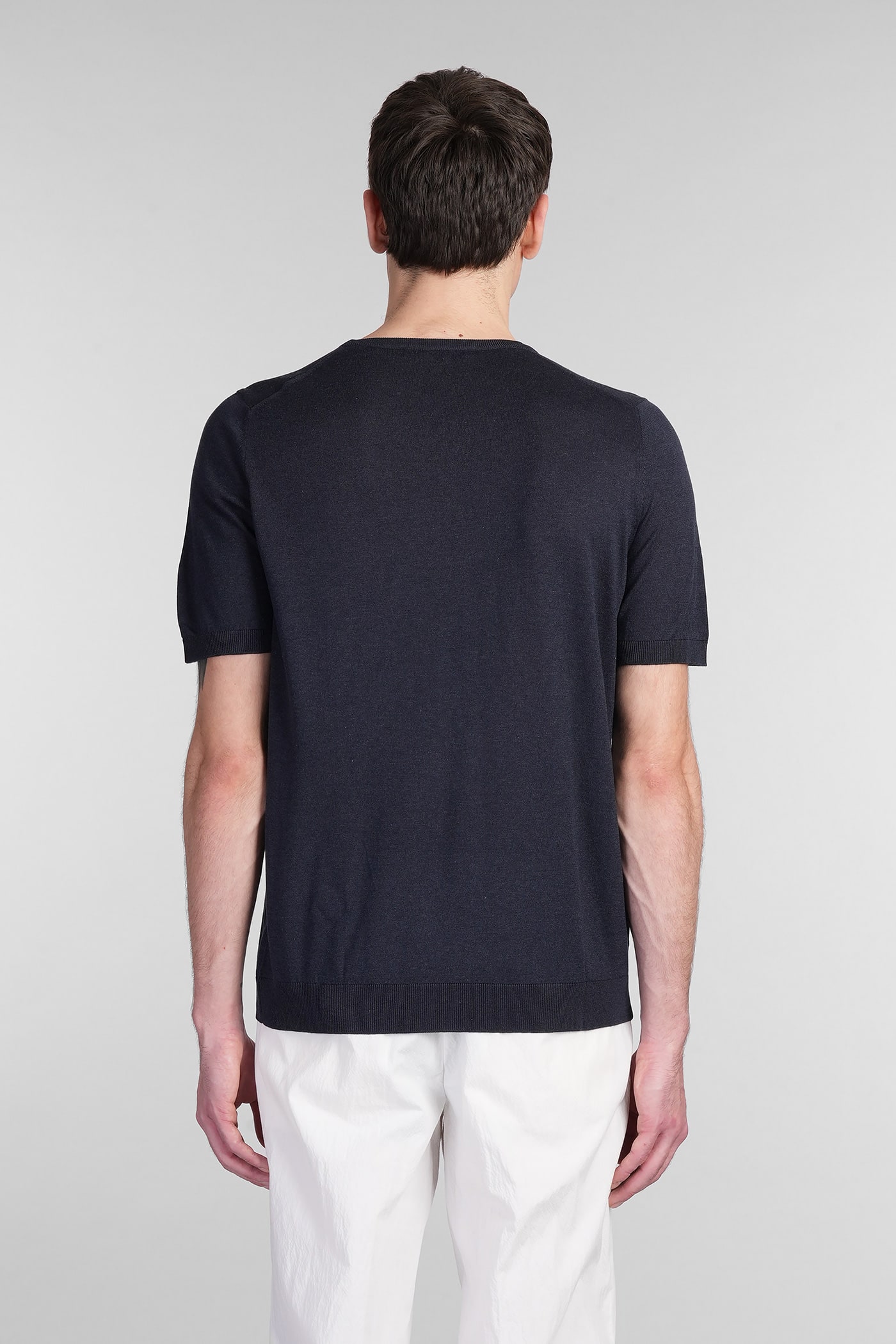 Tagliatore Josh T-shirt In Blue Silk In Blue