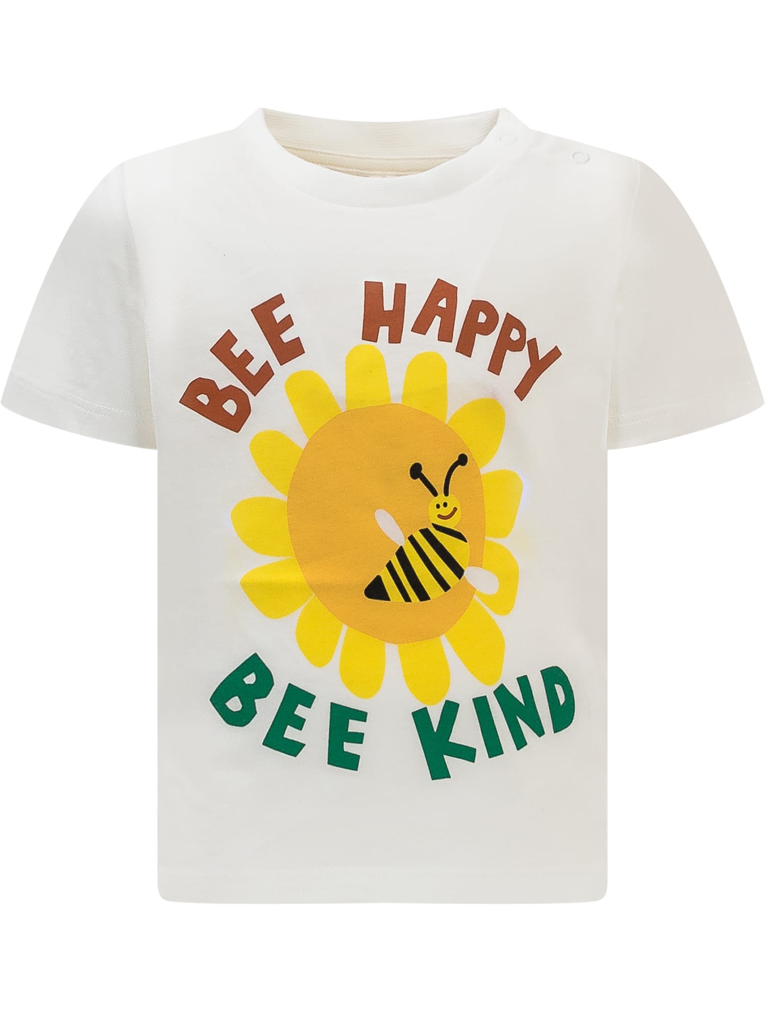 Shop Stella Mccartney Be Happy T-shirts In Ivory