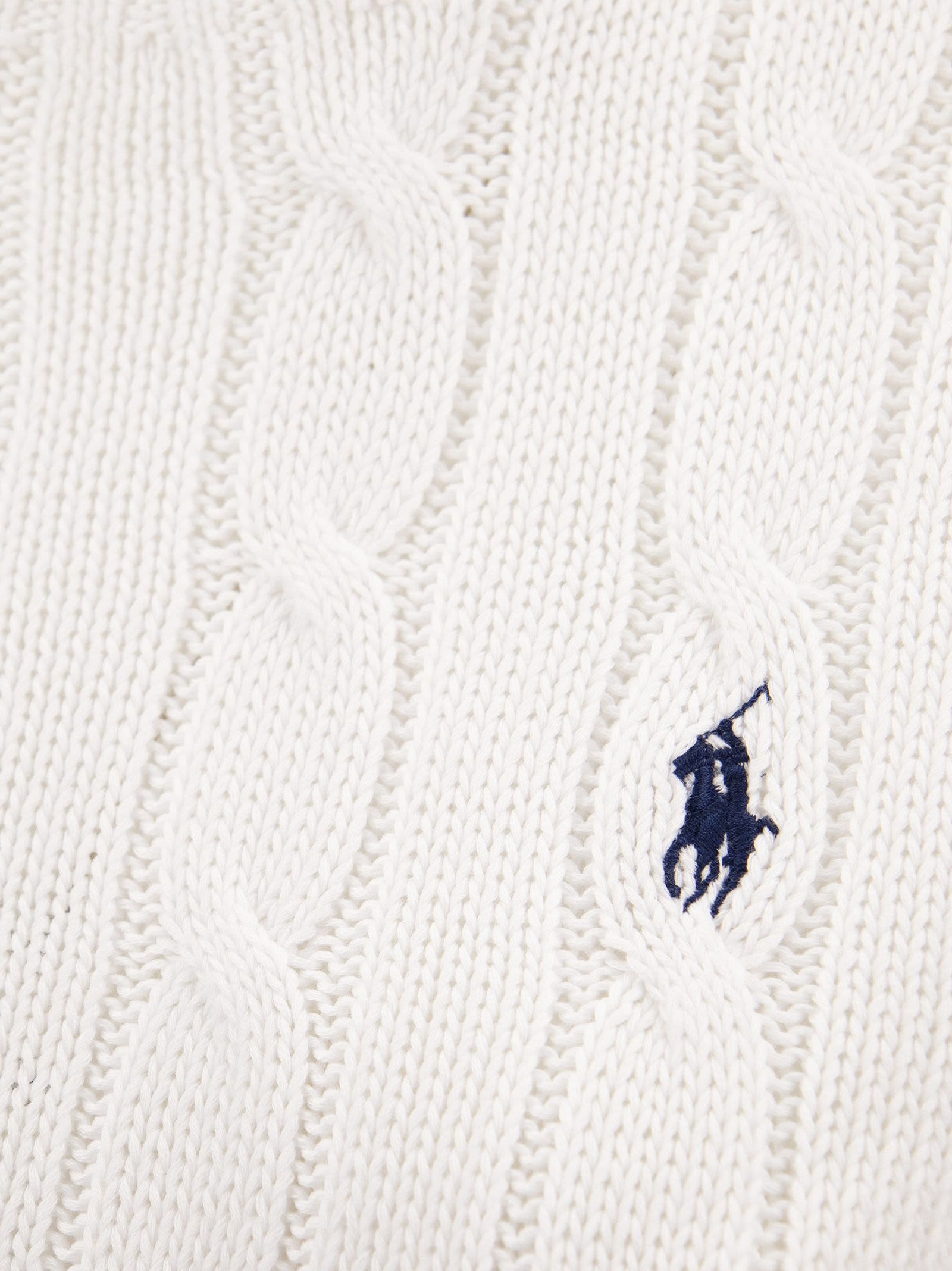 Shop Polo Ralph Lauren Slim-fit Cable Knit In White