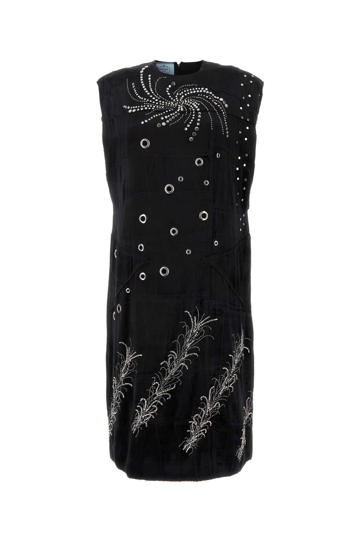 Shop Prada Black Velvet Dress In Nero