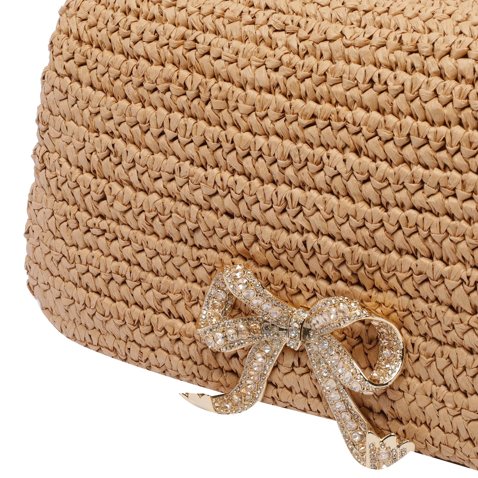 Self-portrait Self Portrait 'raffia Bow Charm' Shoulder Bag In Gold