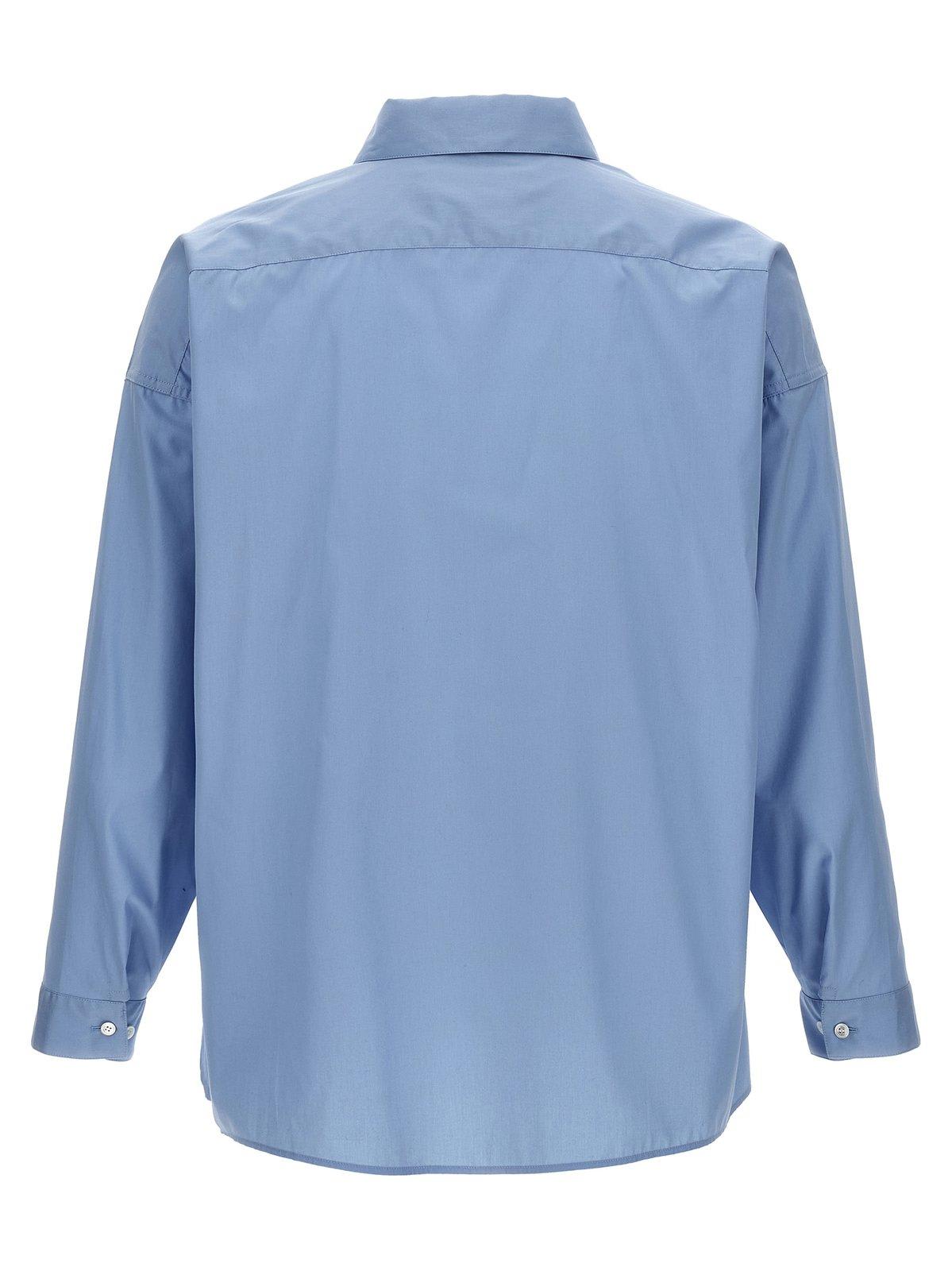 Shop Marni Logo Printed Long-sleeved Shirt In Clear Blue