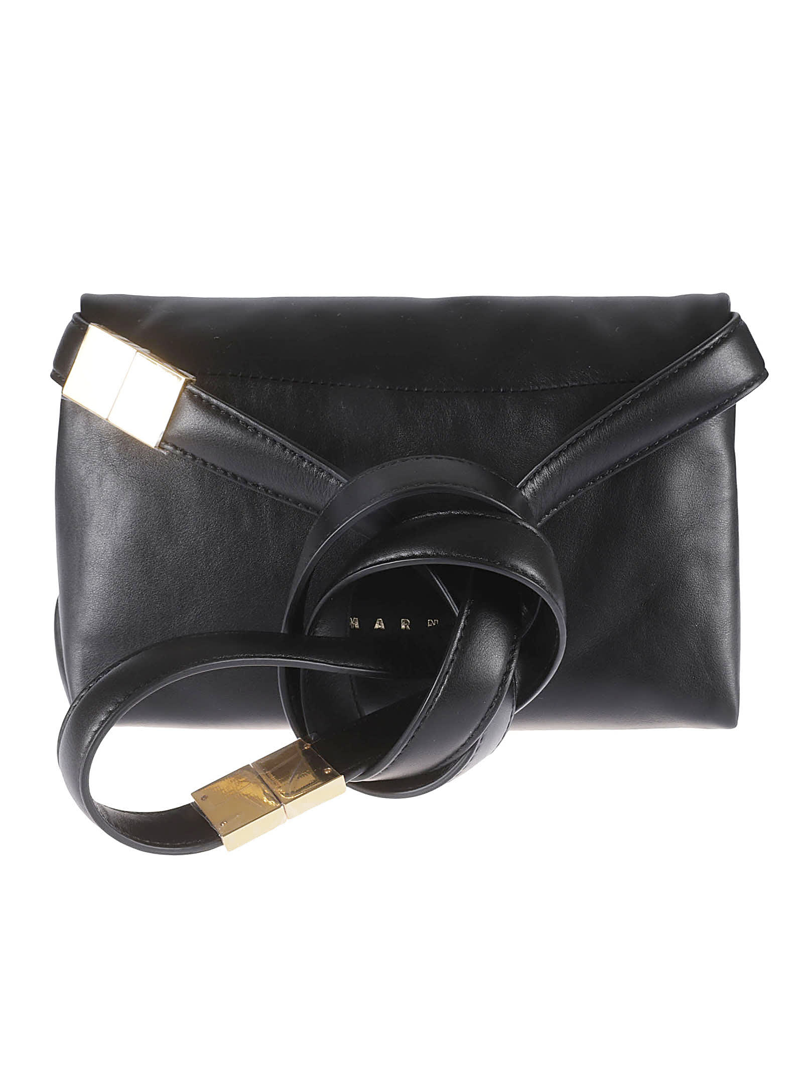 Shop Marni Logo Detail Shoulder Bag In Nero