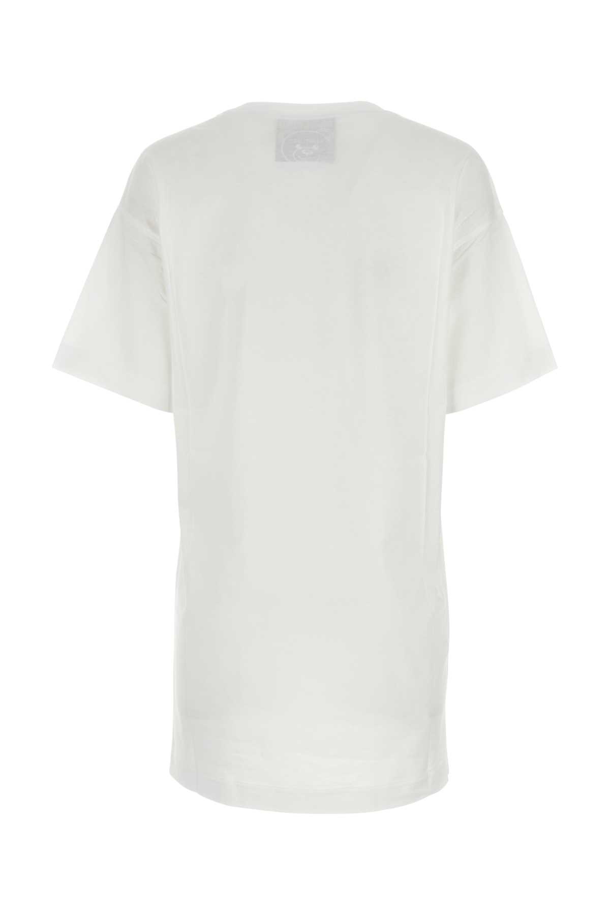 Moschino White Cotton T-shirt Dress In Fantasiabianco