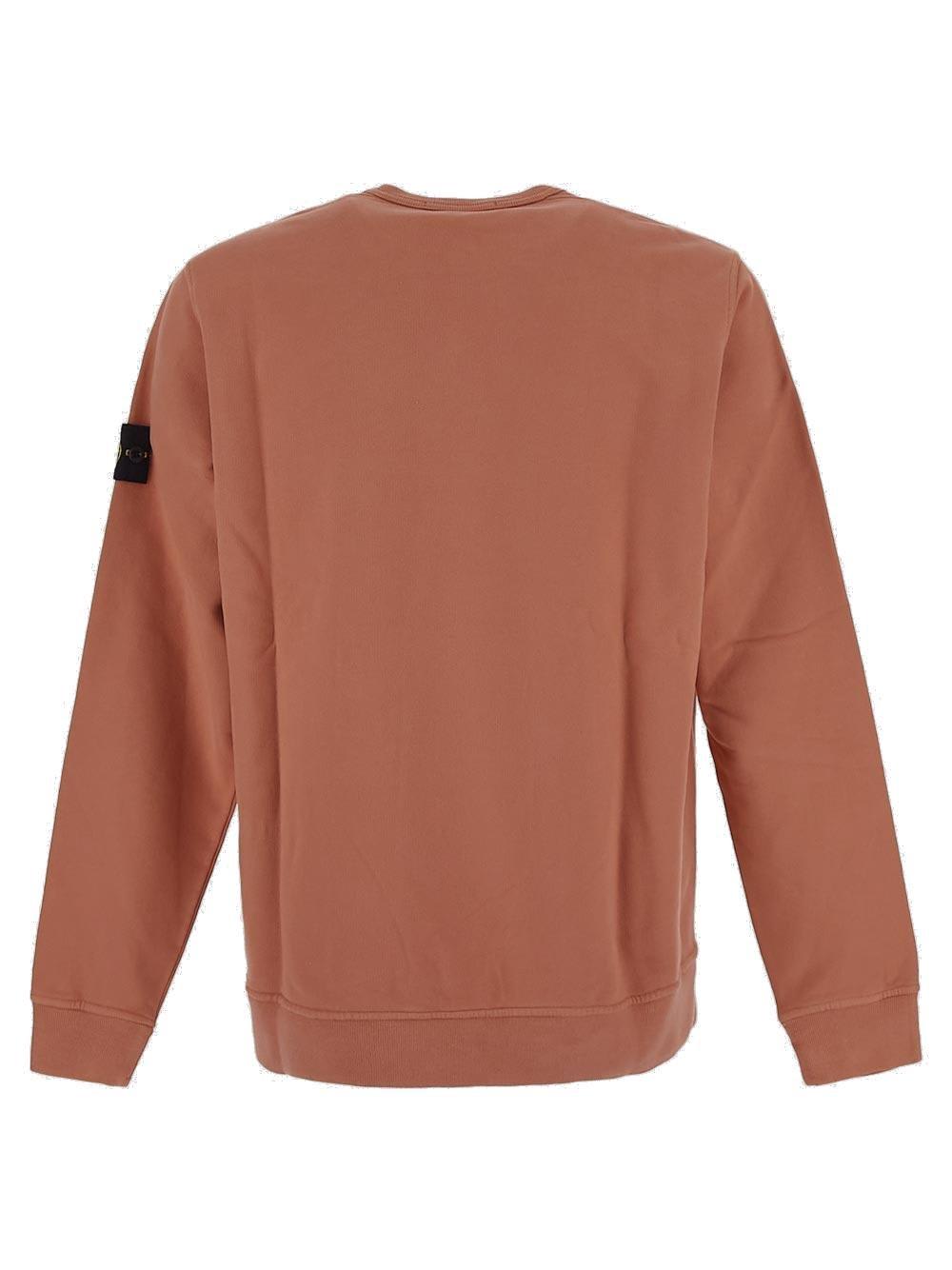 Shop Stone Island Compass-patch Crewneck Sweatshirt In Arancio