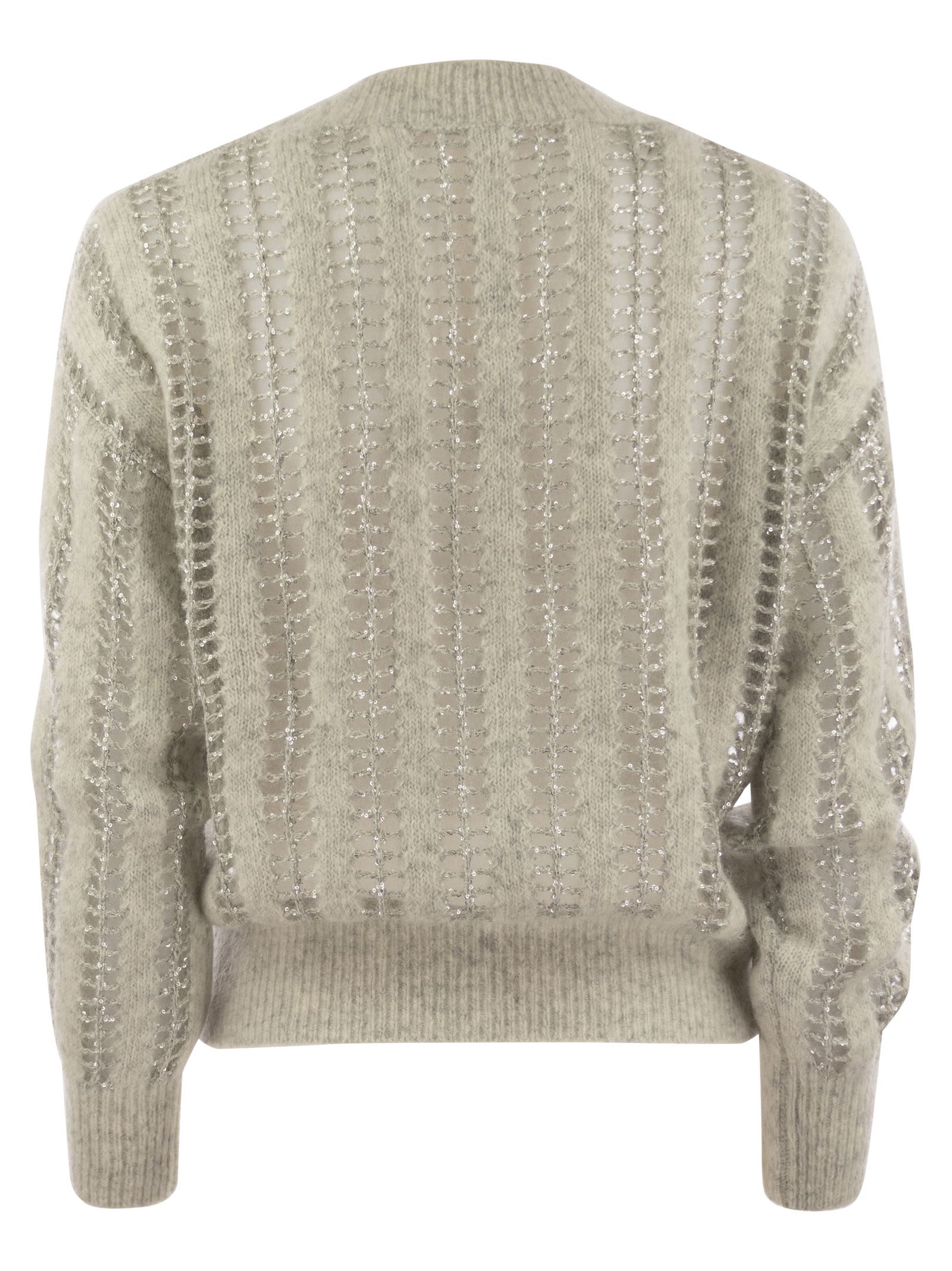 Shop Brunello Cucinelli Wool And Mohair V-neck Sweater In Pearl