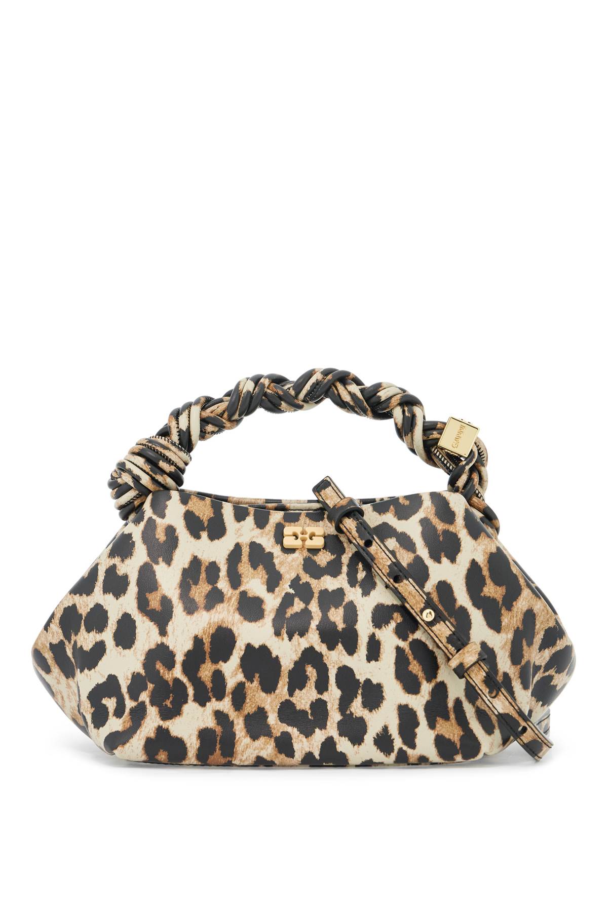 Shop Ganni Bou Handbag In Leopard (brown)