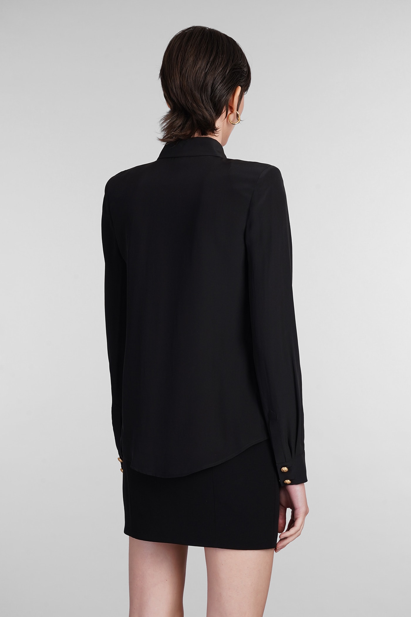 Shop Balmain Shirt In Black Silk