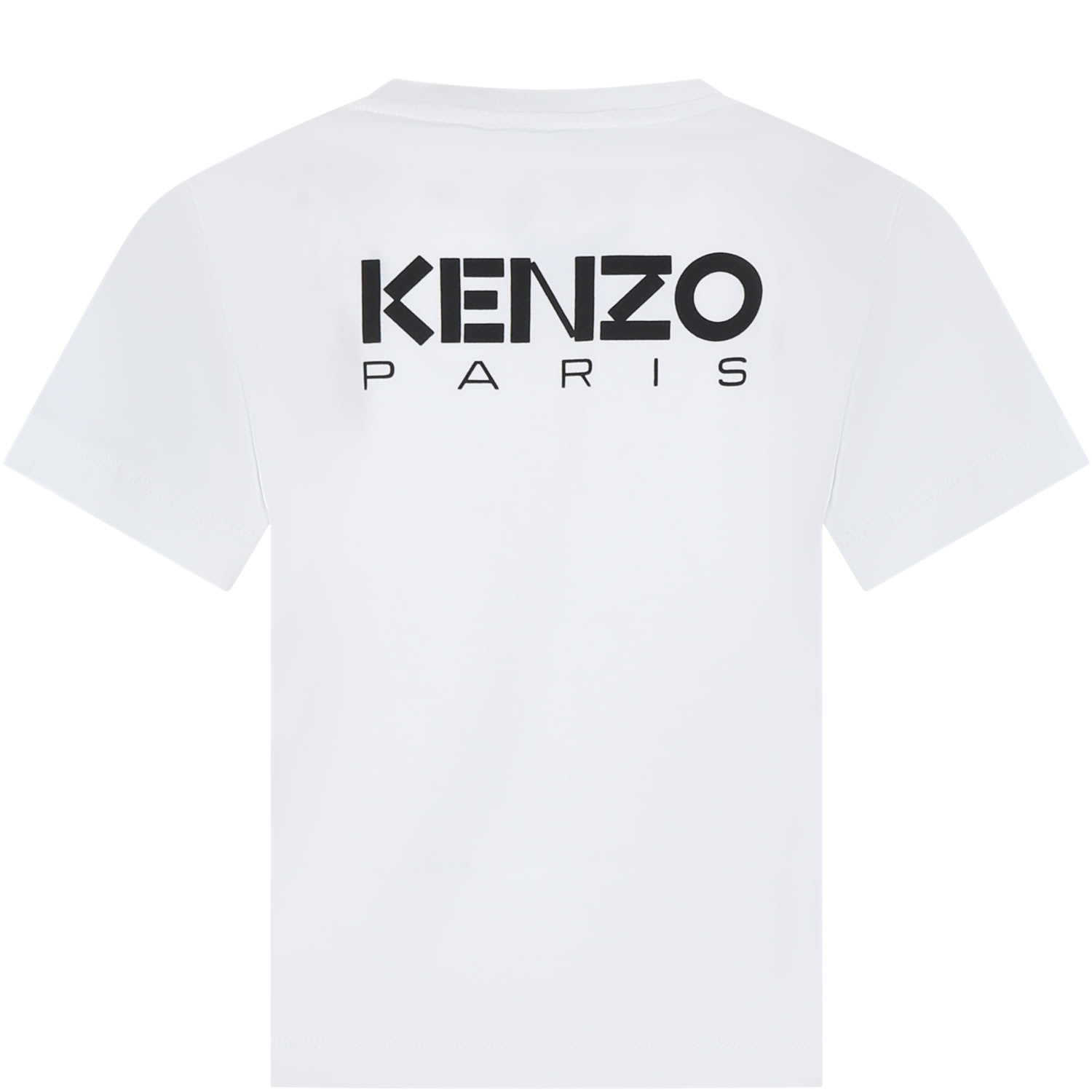 Shop Kenzo White T-shirt For Girl With Flower In Ivory