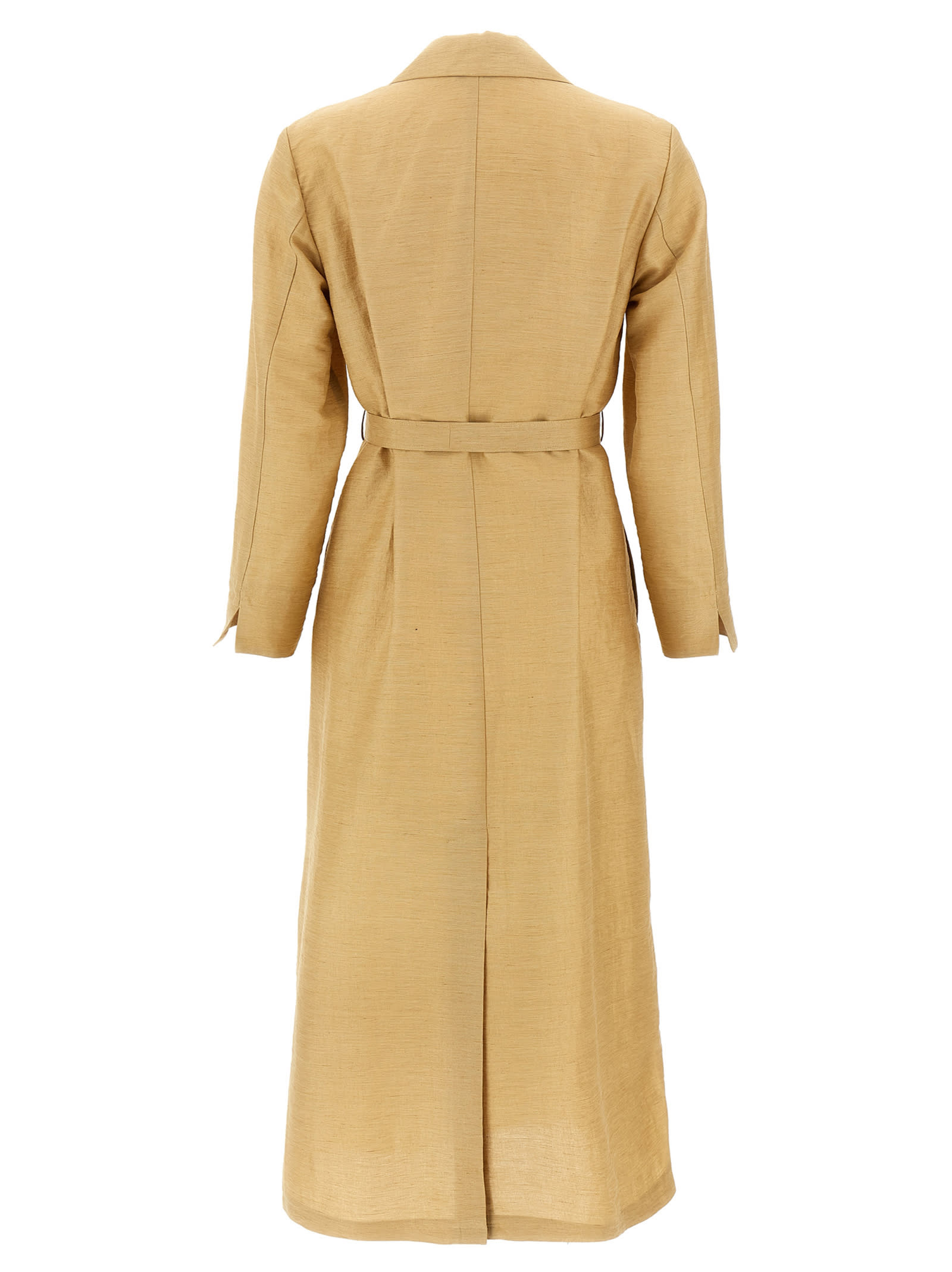 Shop Max Mara Linen And Silk Canvas Overcoat