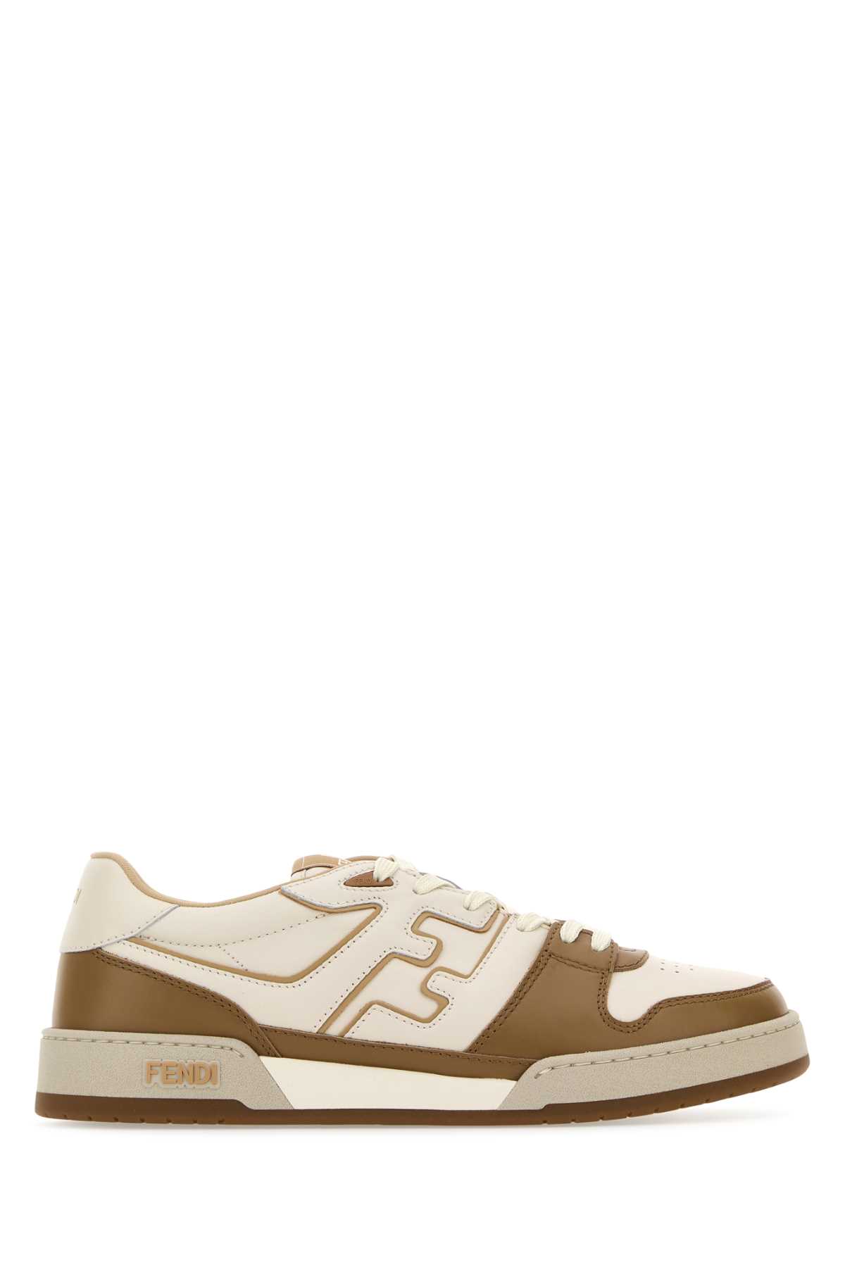 Shop Fendi Multicolor Leather  Match Sneakers In Whitenocciola