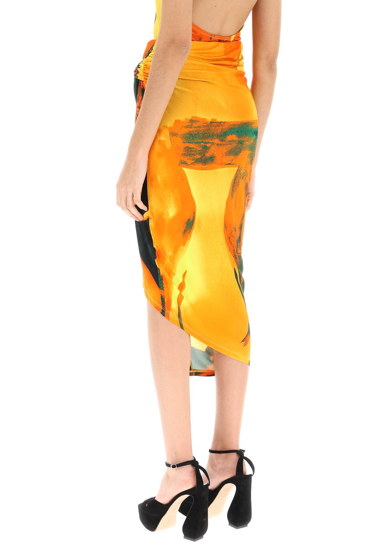 Shop Louisa Ballou Coastline Midi Skirt In Checkmate (orange)