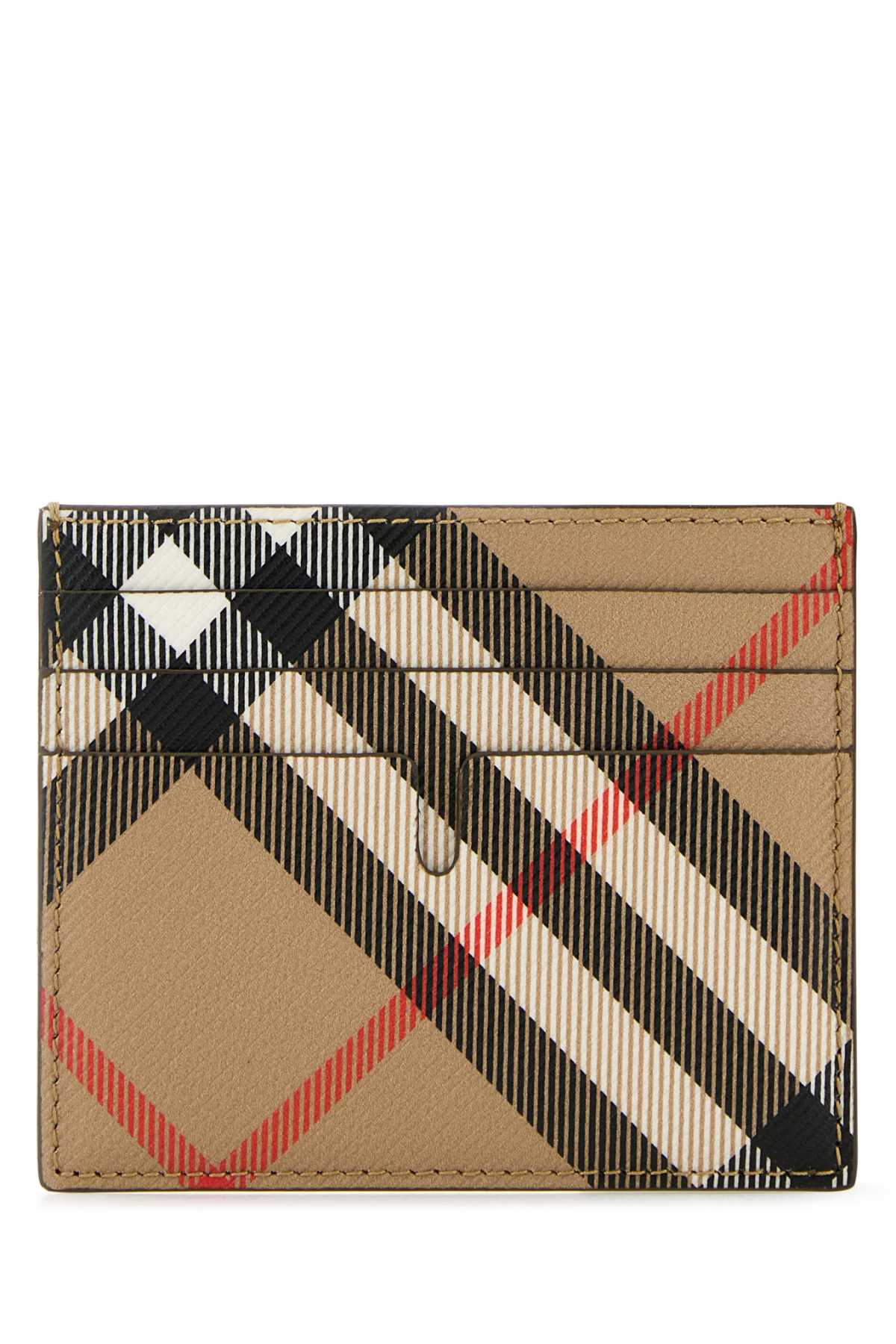 Shop Burberry Embroidered Canvas Card Holder In Sand