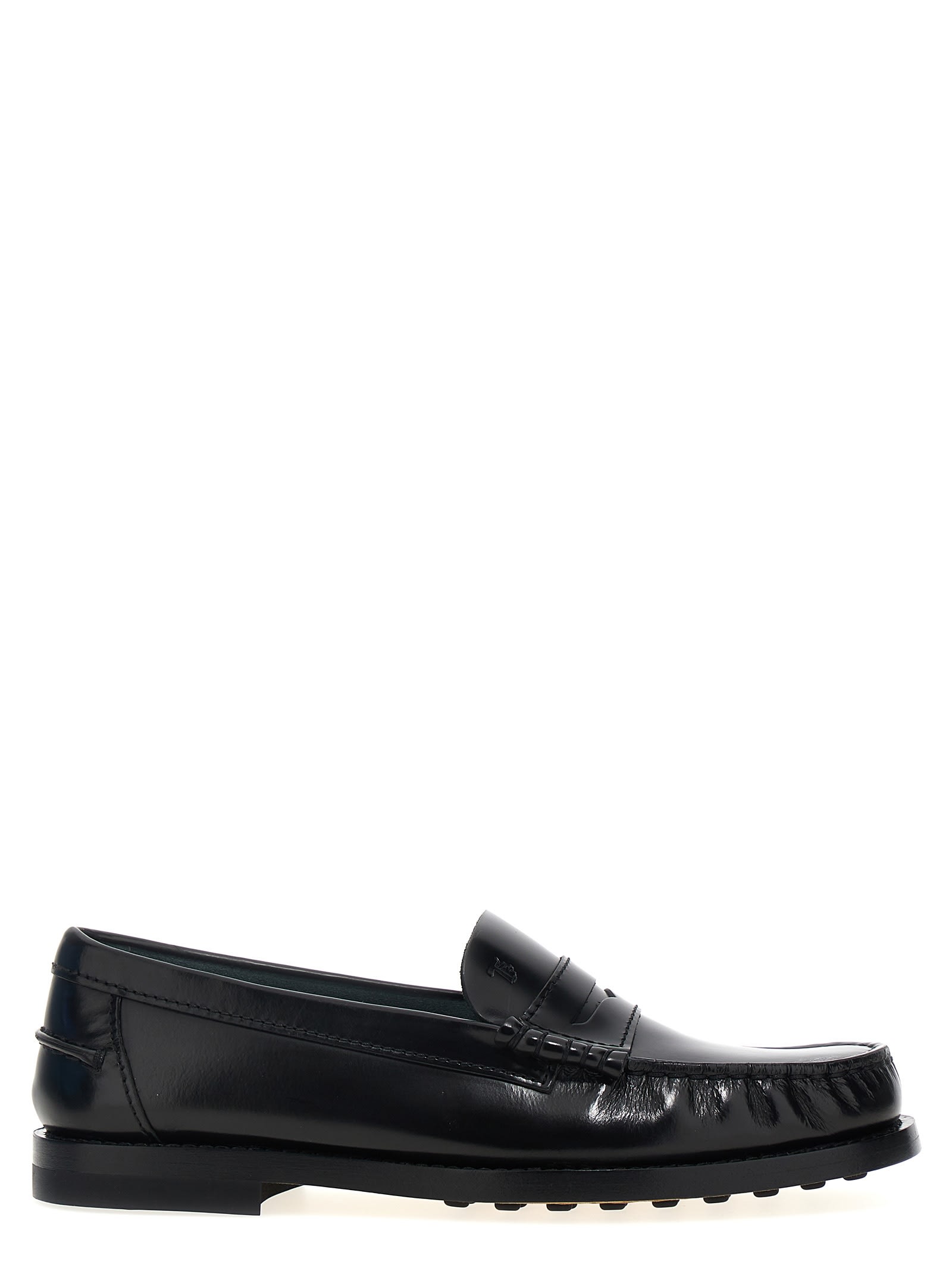 Shop Tod's Leather Loafers In Black