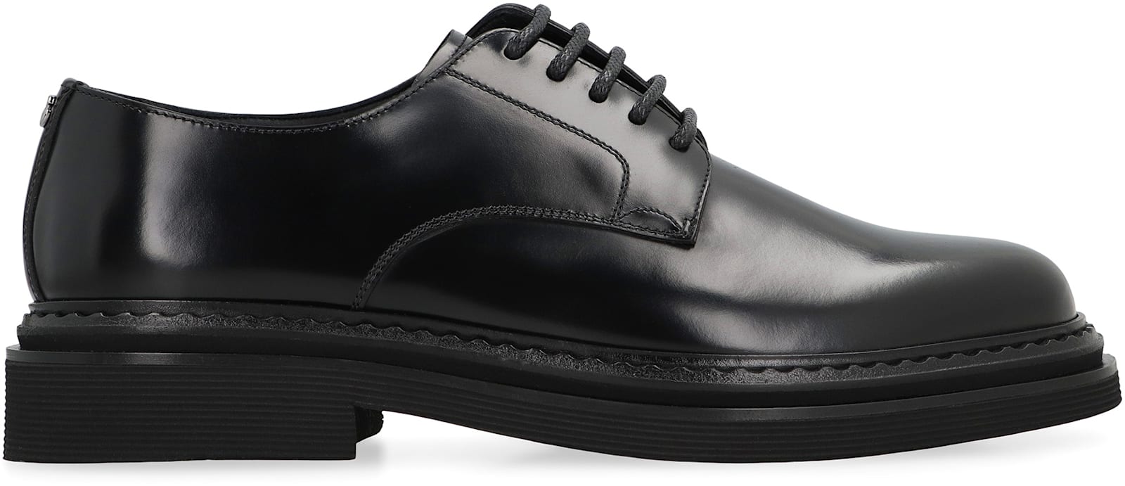 Dolce & Gabbana Black Leather Derby Shoes In Black