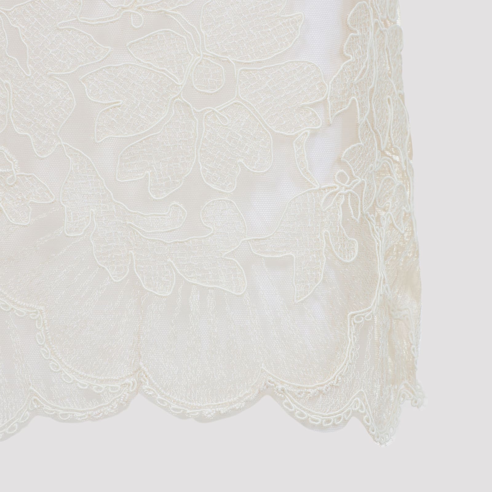 Ermanno Scervino Midi Skirt With Floral Lace Overlay In Neutral