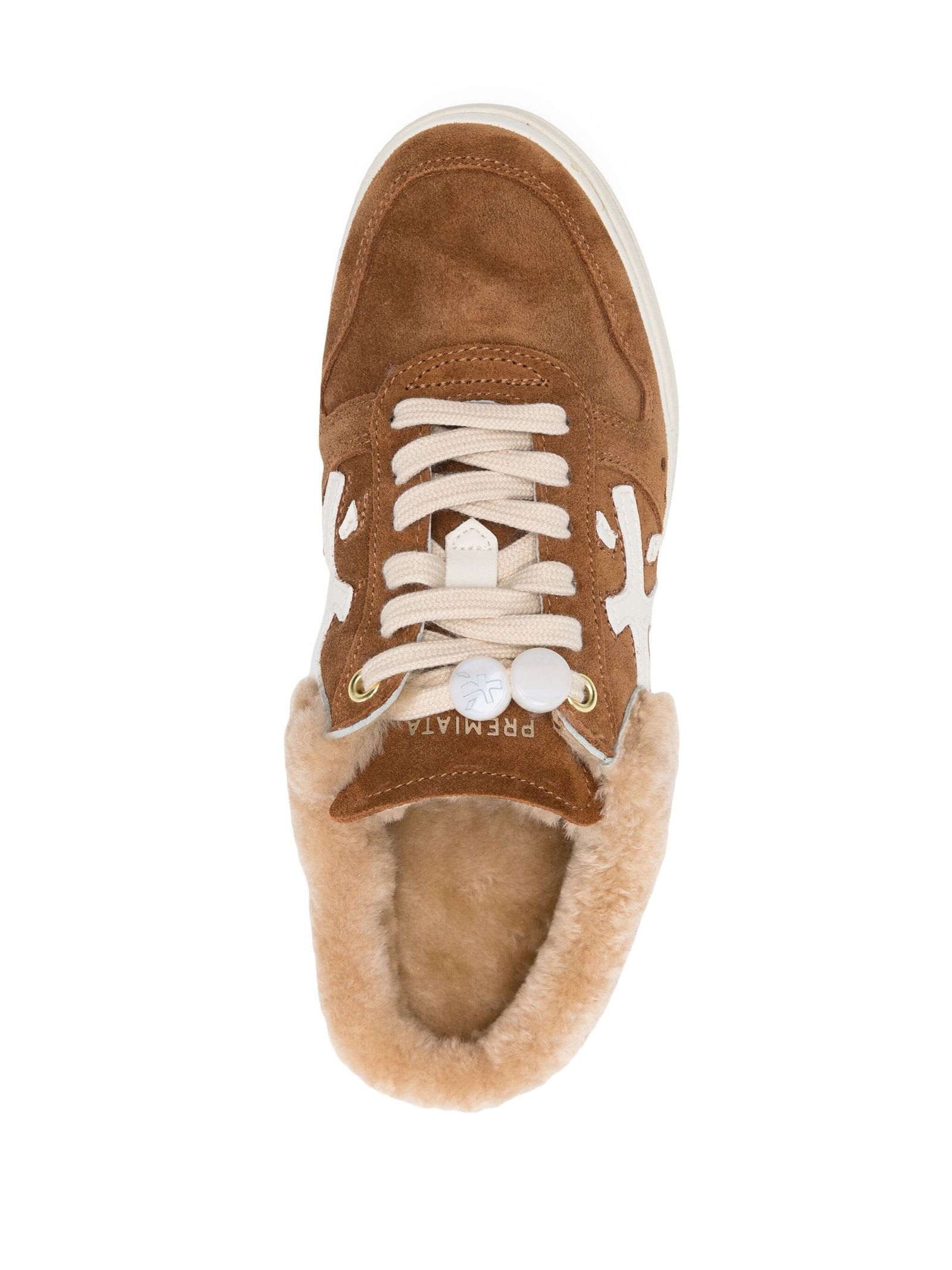 Shop Premiata Beige Suede Micol Sneakers In Brown