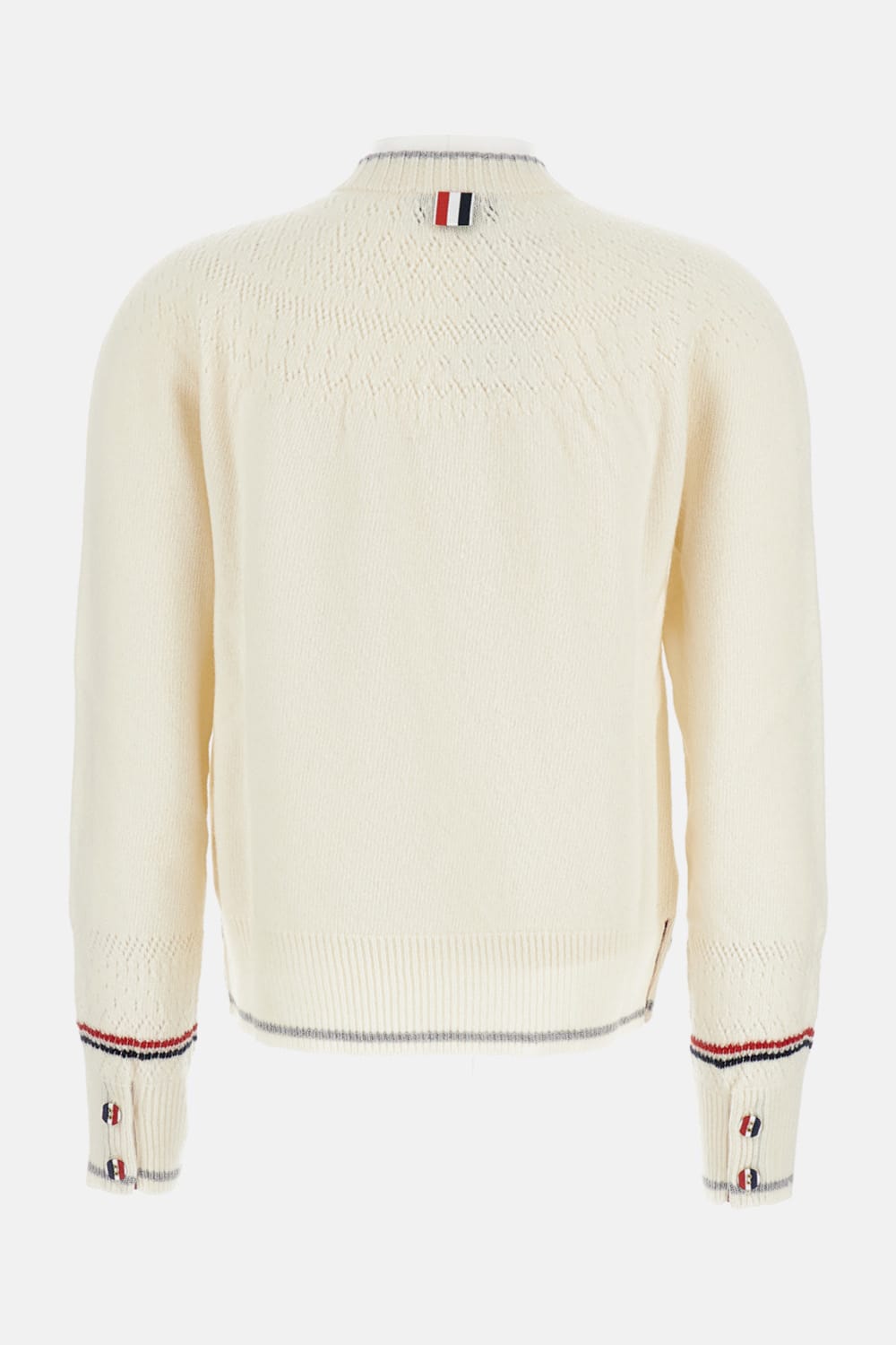 Thom Browne Pointelle Fair Isle Crew Neck Pullover In Neutral