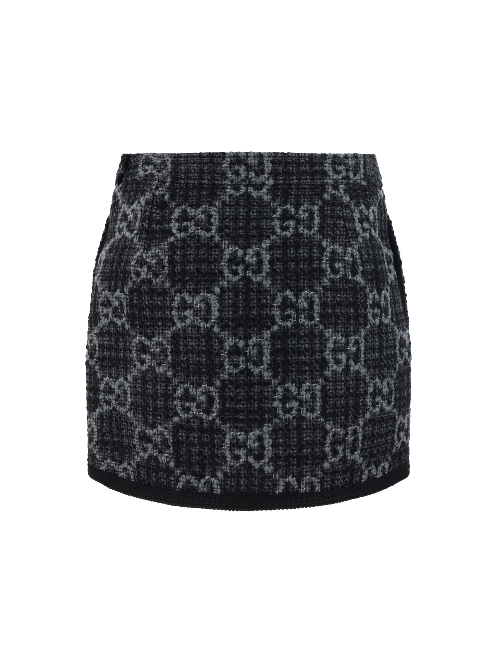Shop Gucci Mini Skirt In Dar Grey/grey