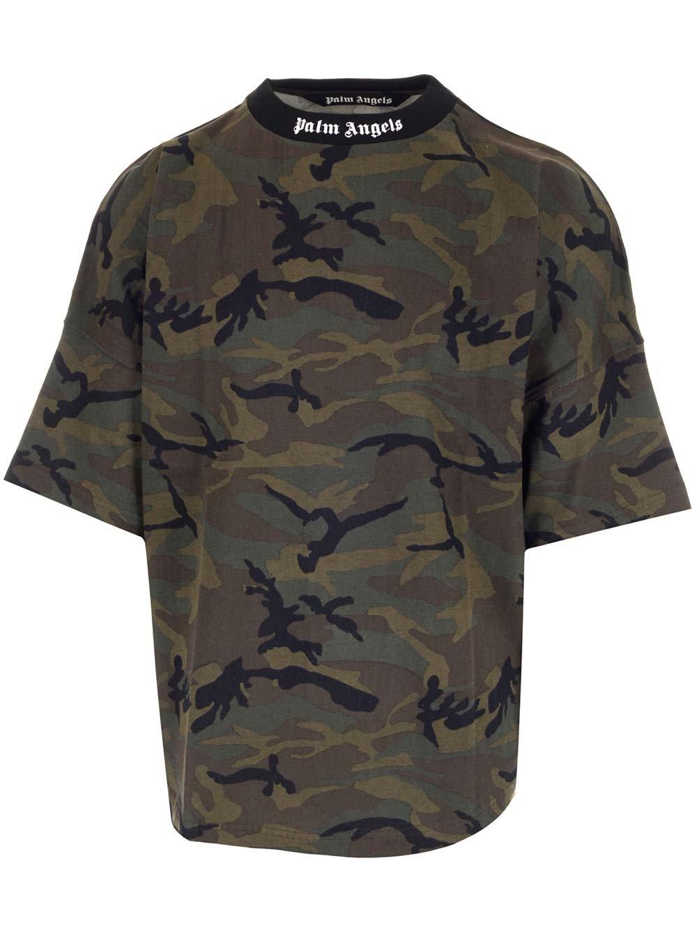 Palm Angels Camouflage Printed Crewneck T-shirt