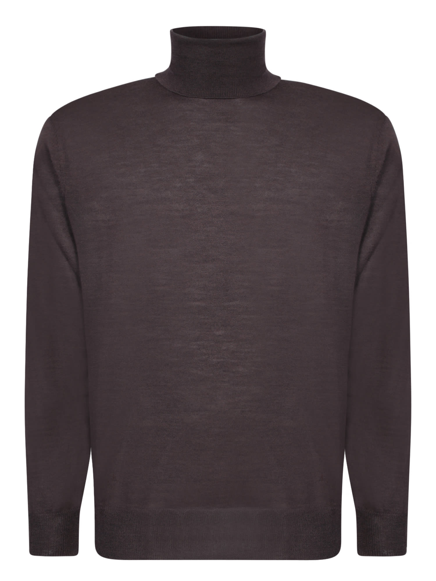 Shop Canali Brown Wool Turtleneck Sweater