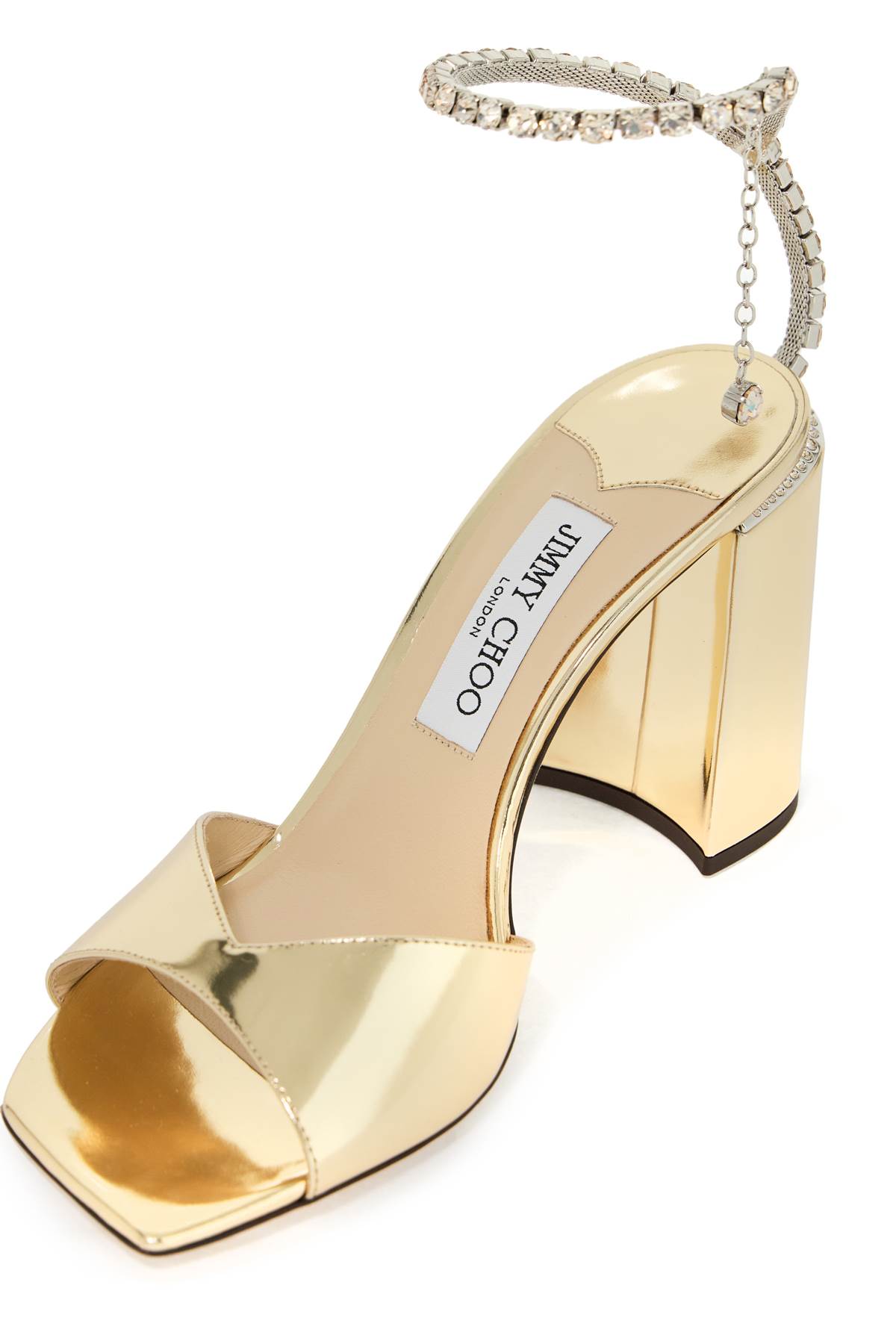 Shop Jimmy Choo Saeda 85 Sand In Gold Crystal Honey (metallic)