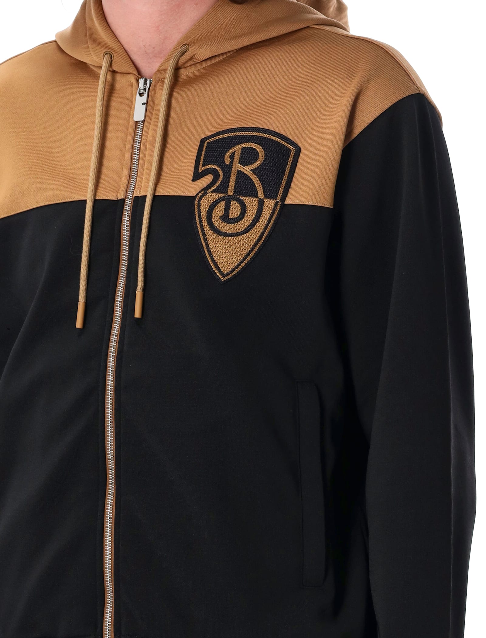 Shop Burberry B Shield Jersey Zip Hoodie In Black