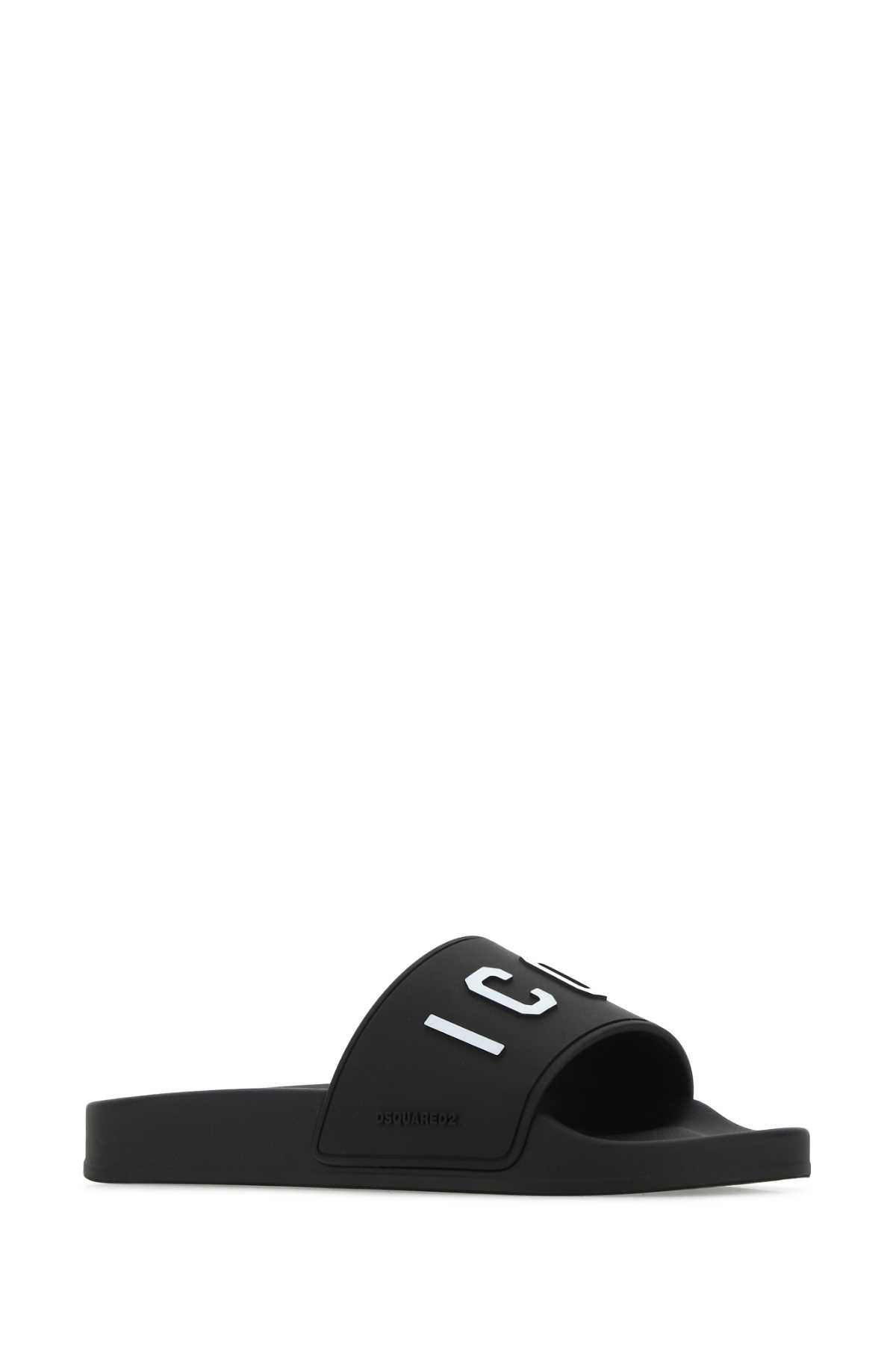 Dsquared2 Black Rubber Slippers In 2124
