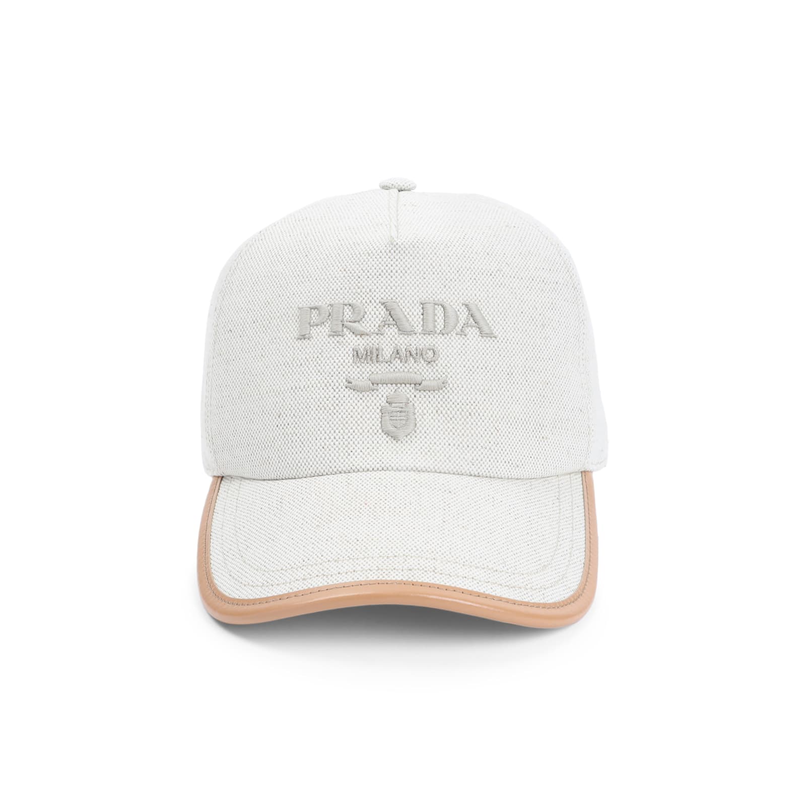 Prada Baseball Hat With Adjustable Strap And Contrast Trim In White