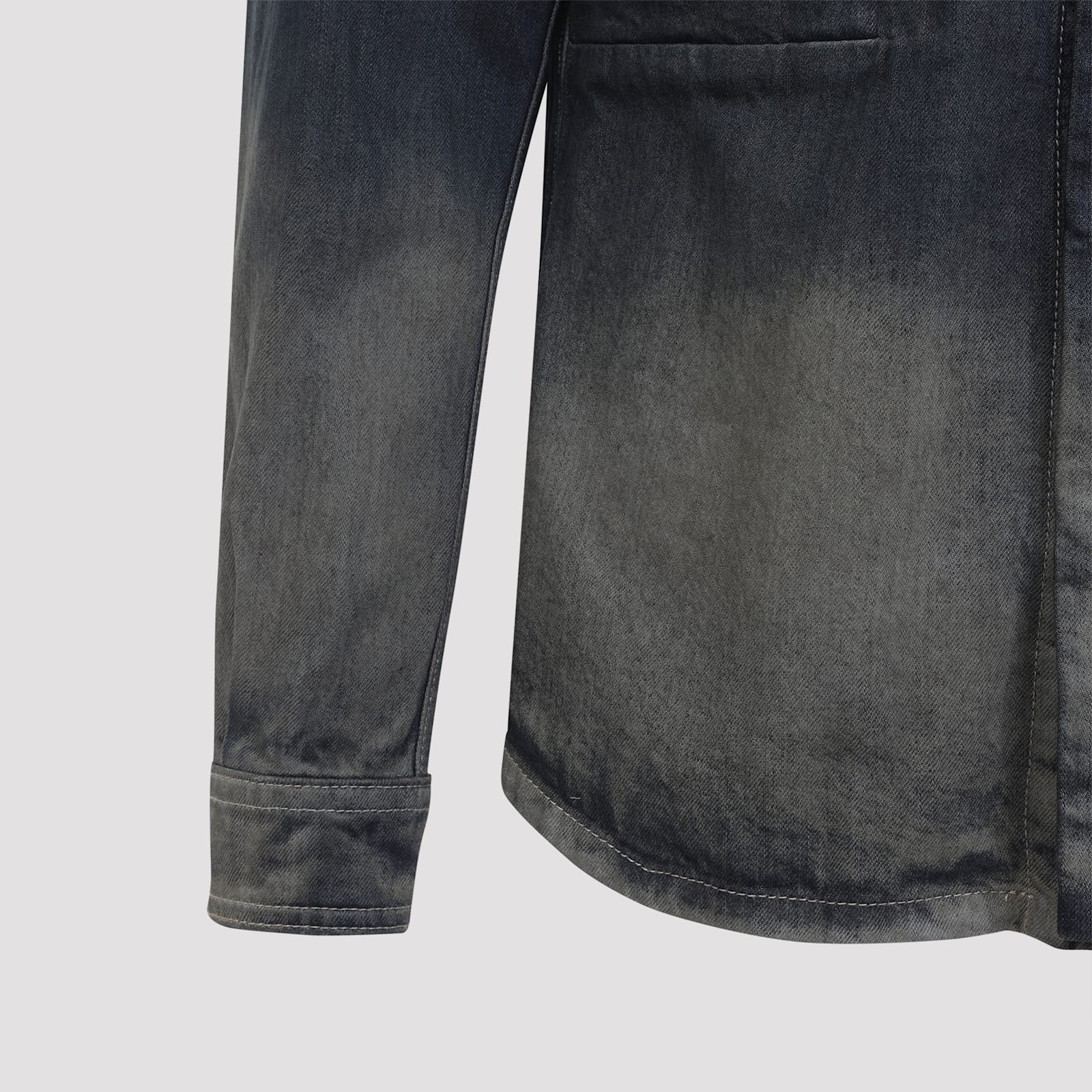 Rick Owens Fogpocket Long Sleeve Outer Shirt In Gray
