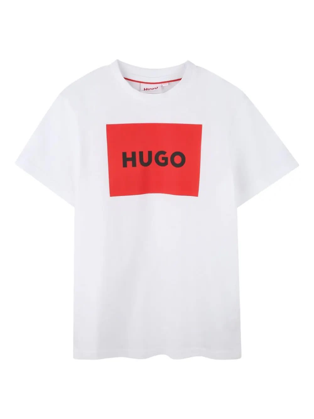 Hugo Boss Kids' T-shirt Con Stampa In White